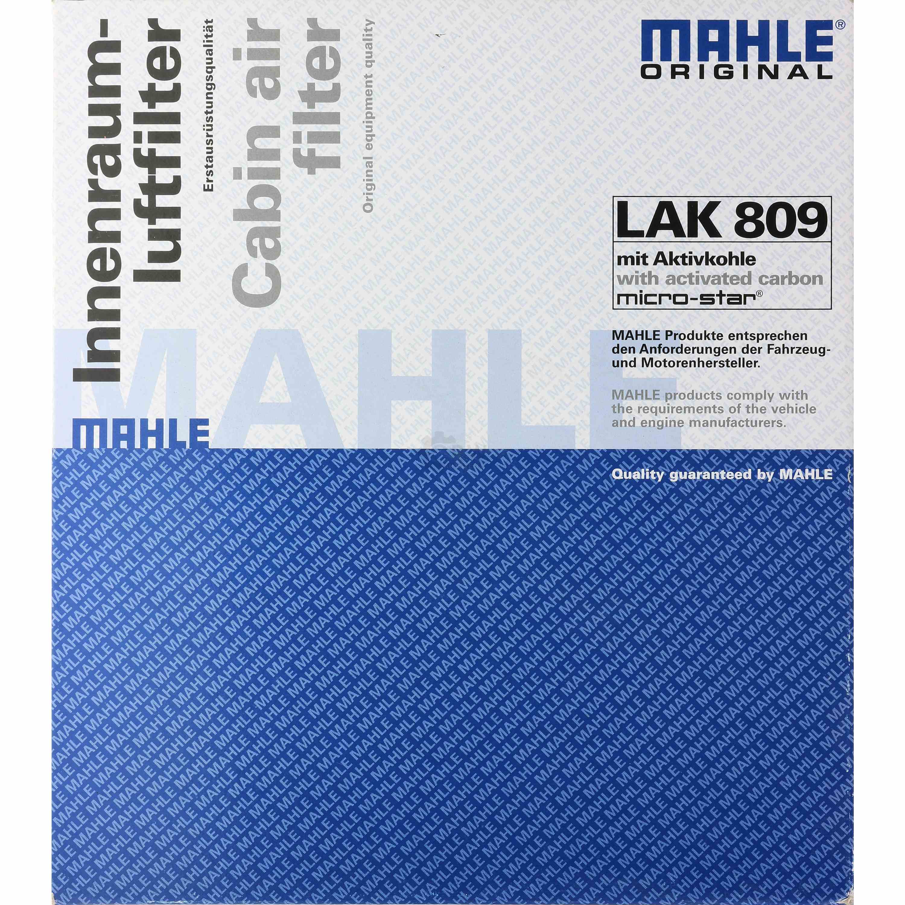 MAHLE / KNECHT Innenraumfilter Innenraumluft Pollenfilter LAK 809