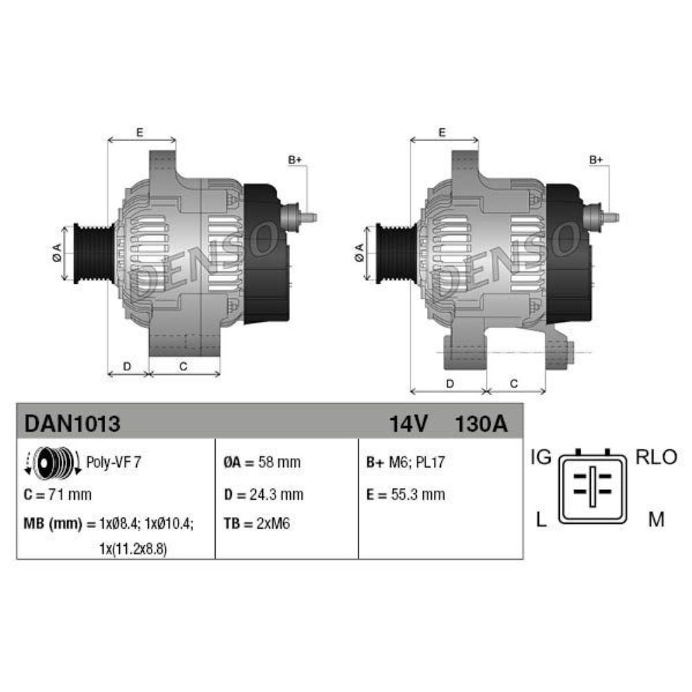 DENSO Generator Lichtmaschine 130A 14V für Toyota RAV 4 III Lexus IS II