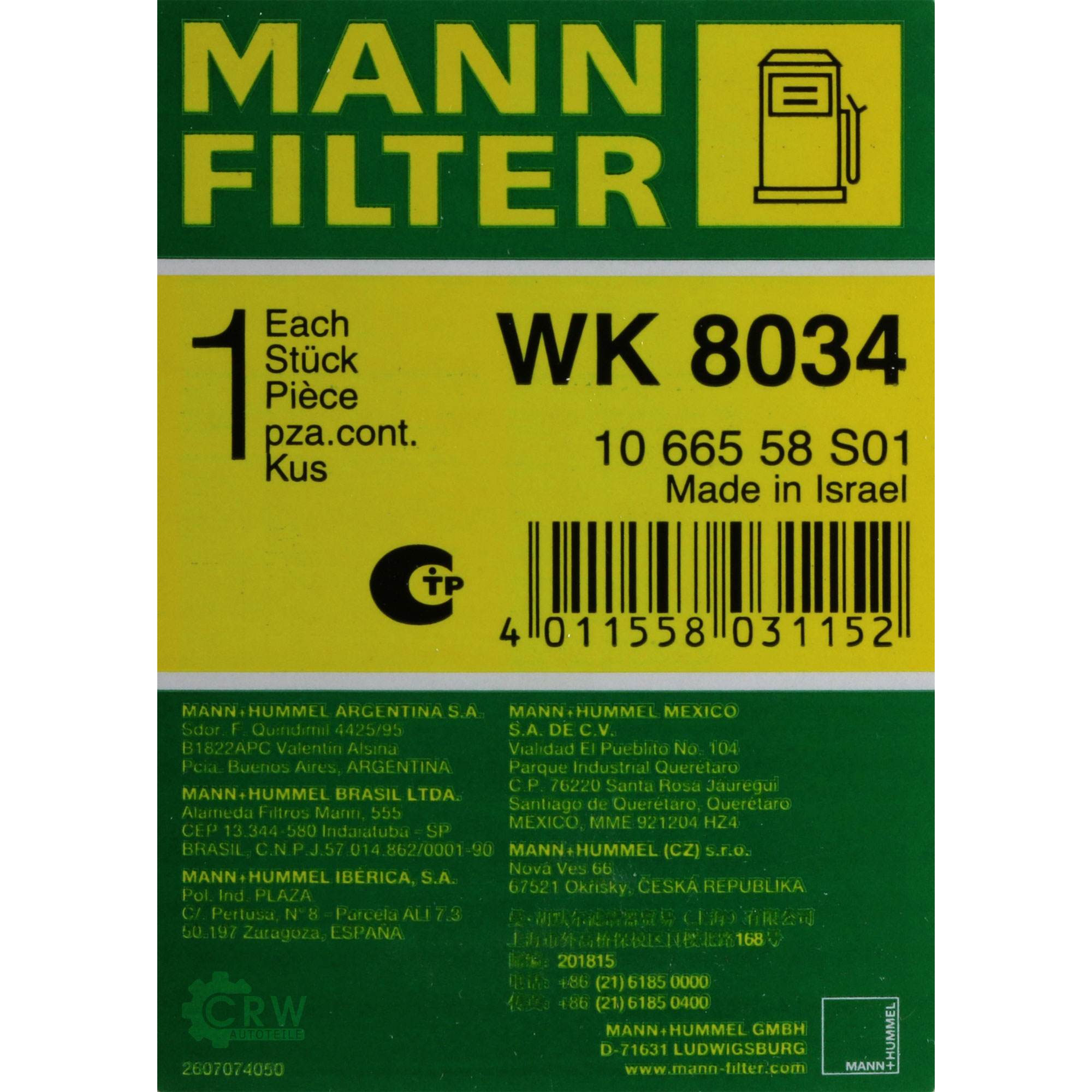 MANN-FILTER Kraftstofffilter WK 8034 Fuel Filter