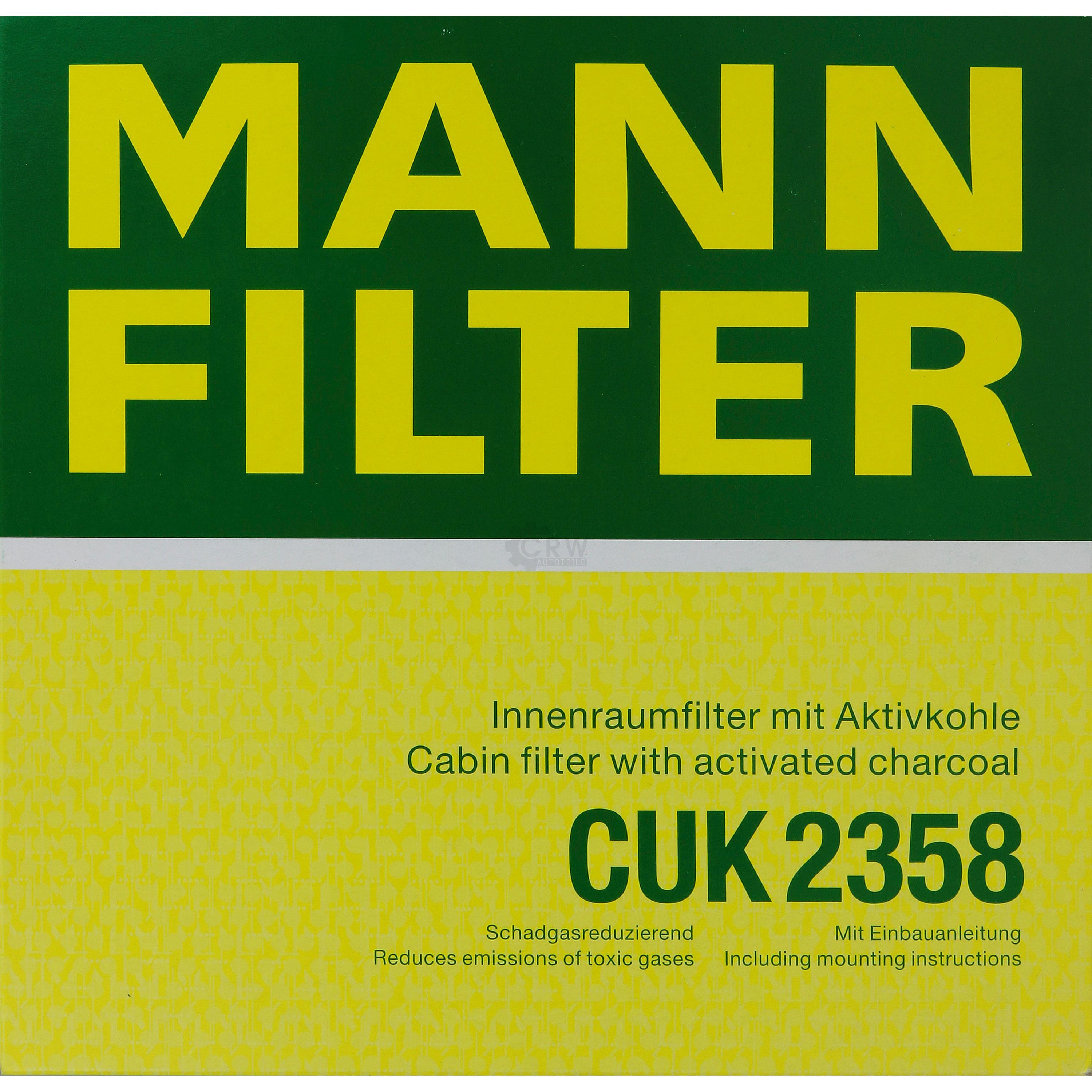 MANN-FILTER Innenraumfilter Pollenfilter Aktivkohle CUK 2358