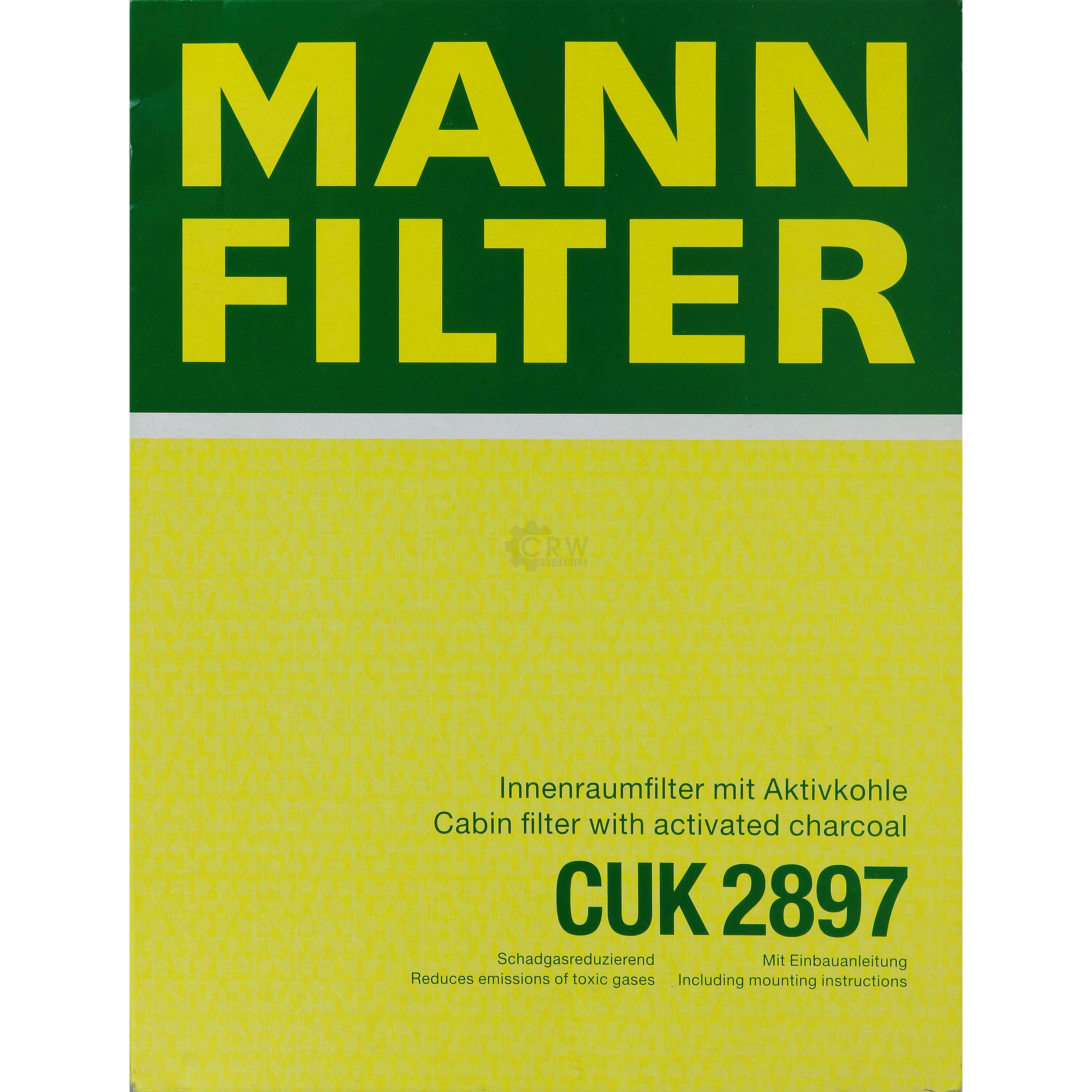 MANN-FILTER Innenraumfilter Pollenfilter Aktivkohle CUK 2897