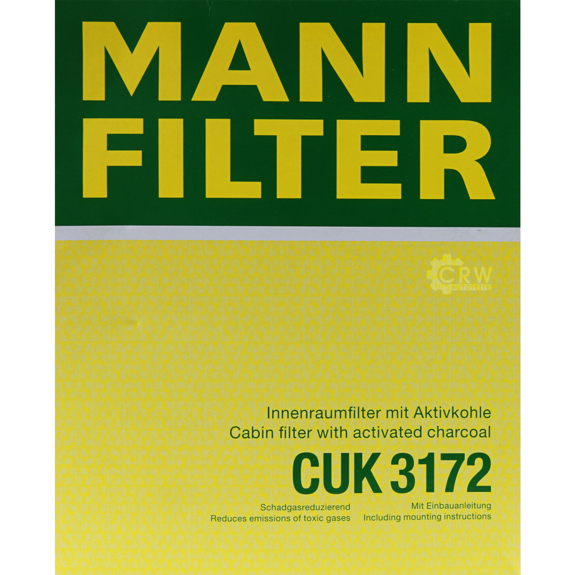 MANN Filter Innenraumluft Pollenfilter Innenraumfilter CUK 3172