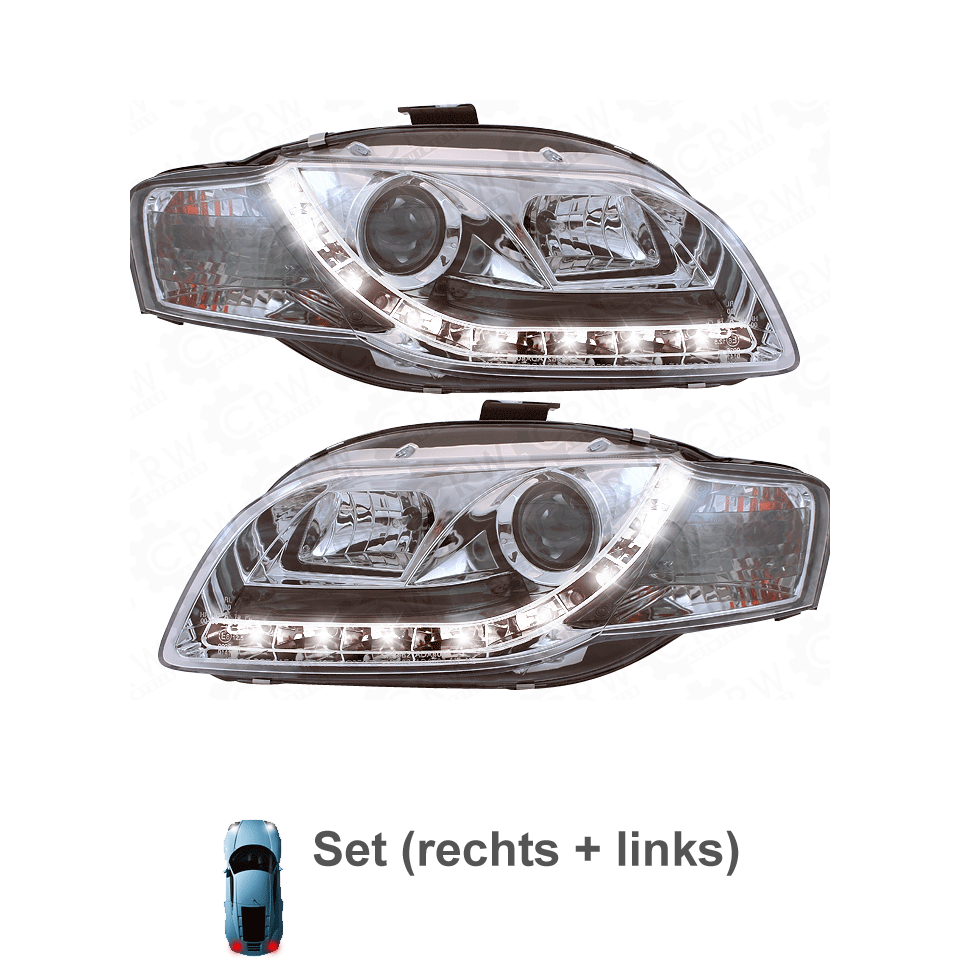 Scheinwerfer Set für Audi A4 8E 04-08 Limo/Avant LED Dragon Lights klar/chrom