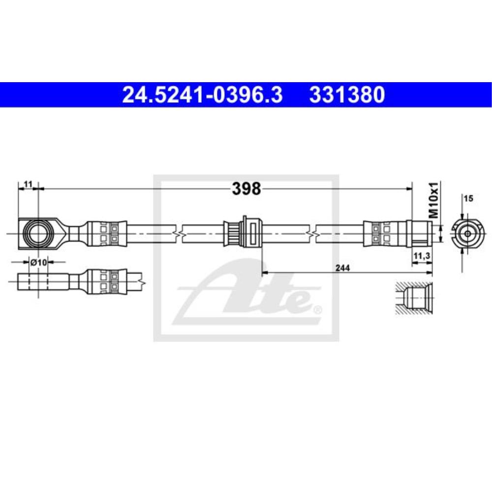 Bremsschlauch 24.5241-0396.3 Vorderachse für Opel Astra G Coupe F07_ Stufenheck T98 F69_