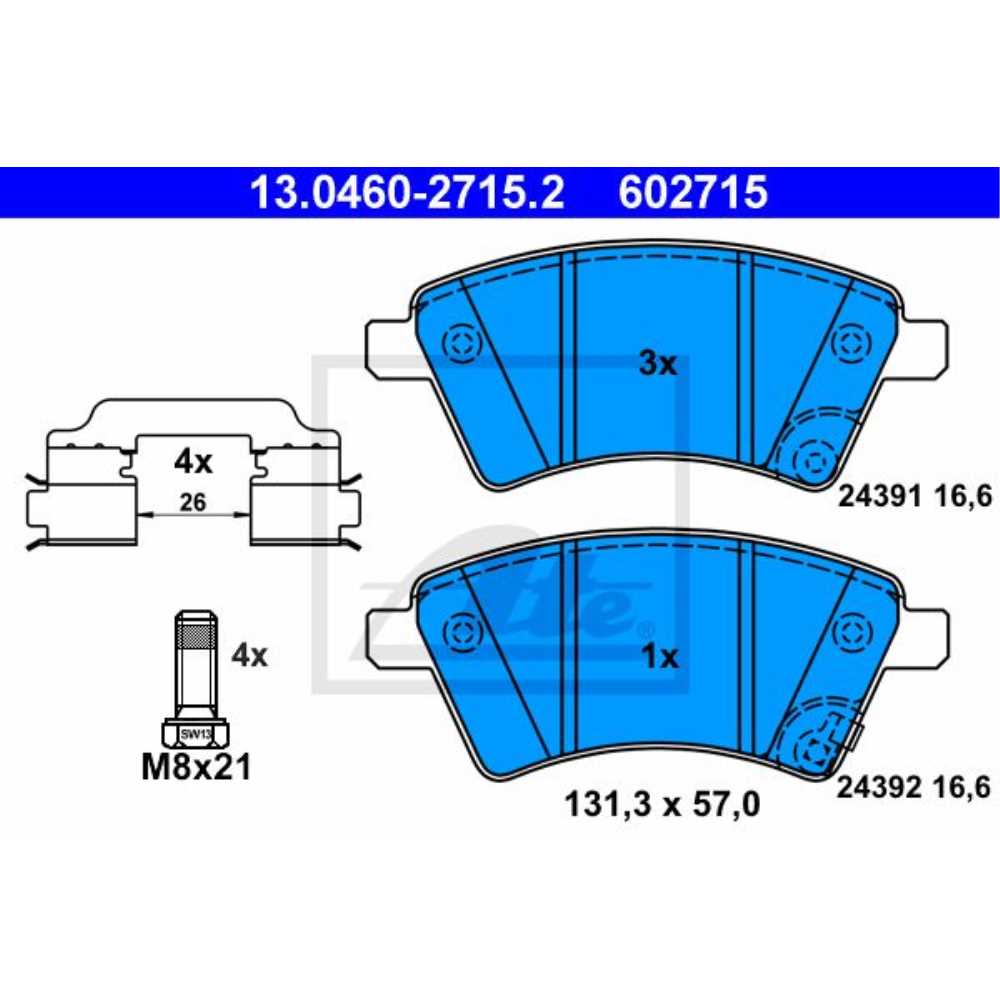 ATE Satz Bremsbeläge + Bremsscheiben belüftet vorne für Suzuki SX4 Fiat Sedici