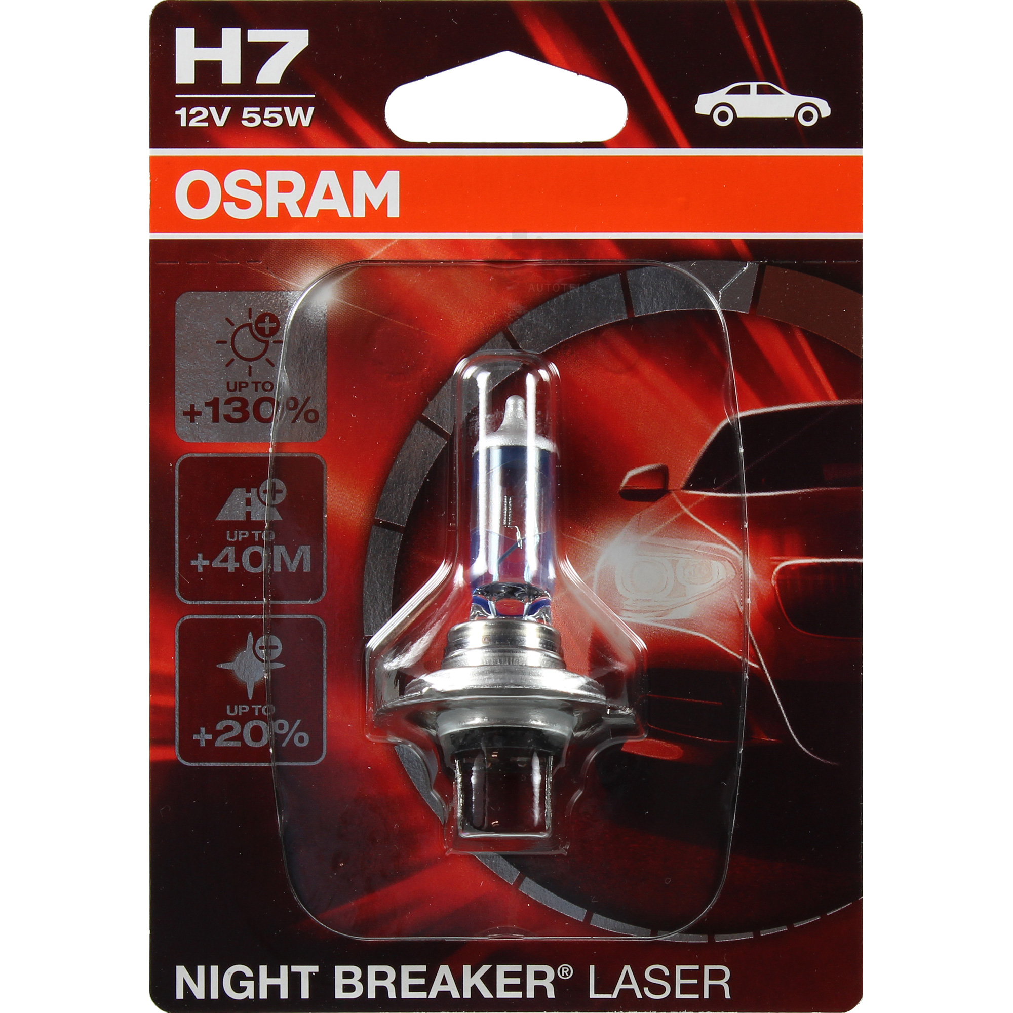 OSRAM Night Breaker LASER H7 12V 55W PX26D +130% 1 Stück Blister Lampe Birne