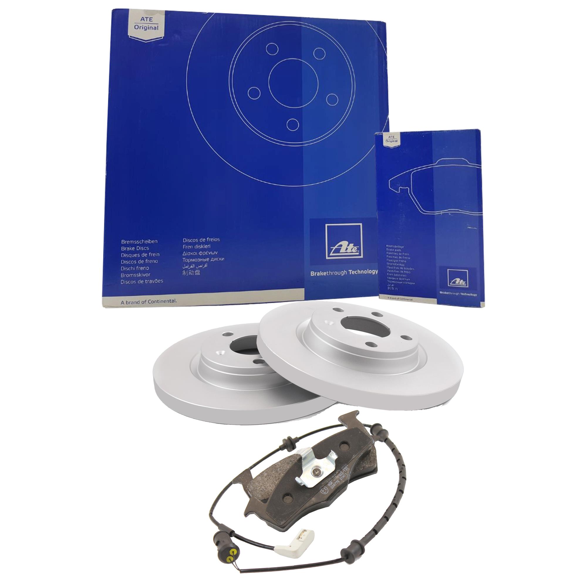 ATE Satz Bremsbeläge + Bremsscheiben Voll vorne für Renault Twingo I Rapid