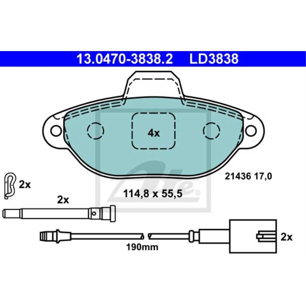 Bremsbelagsatz Scheibenbremse 13.0470-3838.2 Vorne für Ford KA RU8 Fiat 500 312_