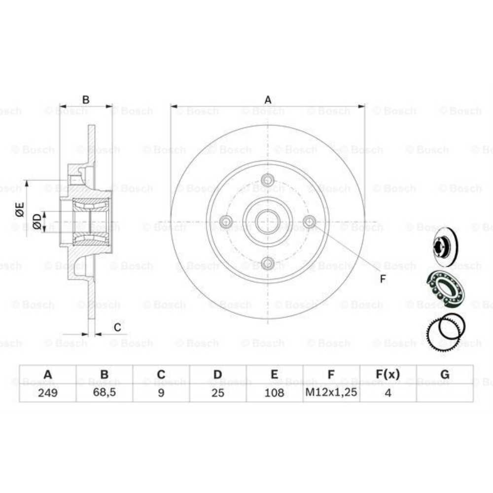 Bremsscheibe 0 986 479 279 Hinten für Peugeot 307 Break 3E 3A/C 3H Citroën C4 I LC_ Kasten/Schrägheck LR_ LA_
