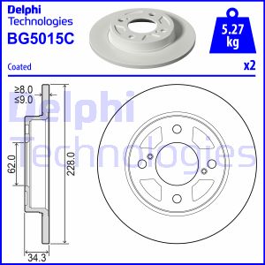 DELPHI Bremsscheibe hinten Ø228 mm Voll unbeschichtet für Suzuki Baleno