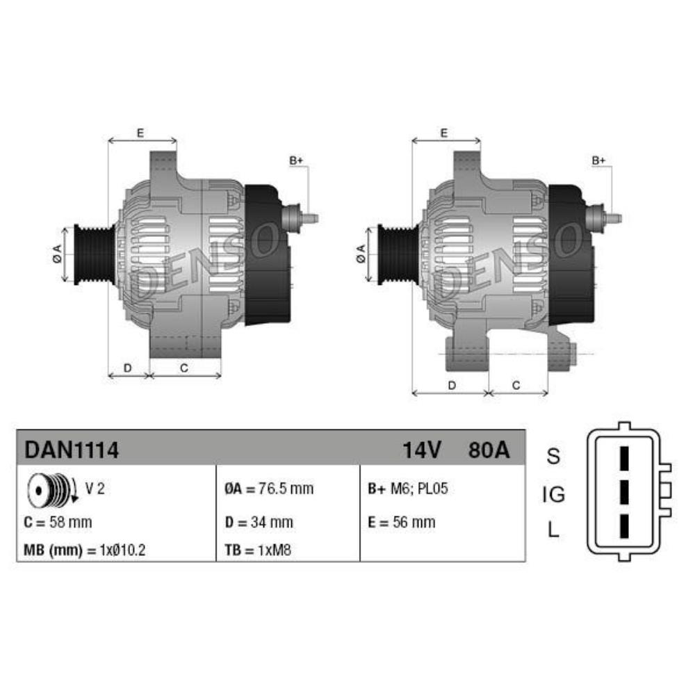 DENSO Generator Lichtmaschine 80A 14V für Toyota Land Cruiser 80 _J8_ _J1_