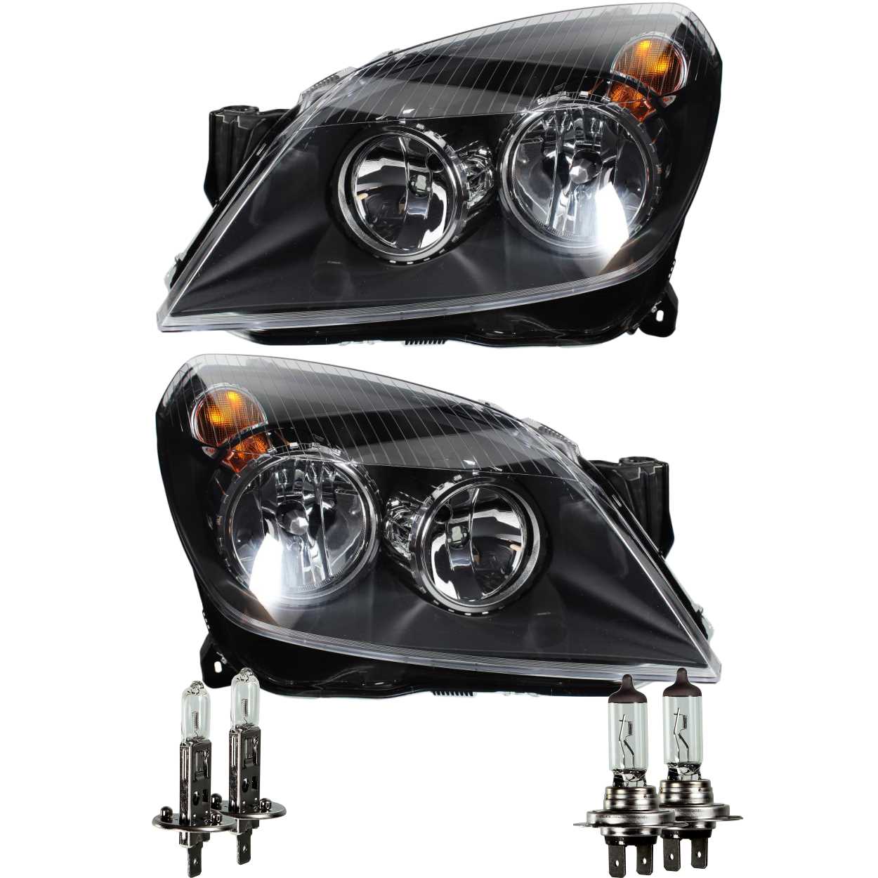 Scheinwerfer Set für Opel Astra H Bj. 03/04-02/07 inkl. Motor H7+H1 Lampen 68E