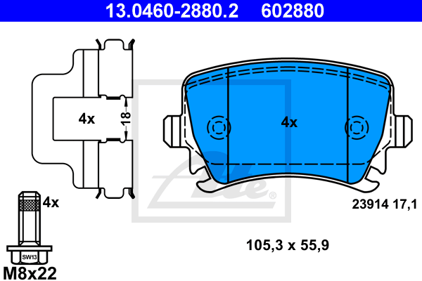 ATE Satz Bremsen Bremsscheiben + Bremsbeläge hinten für Audi A6 Avant 4F5 C6