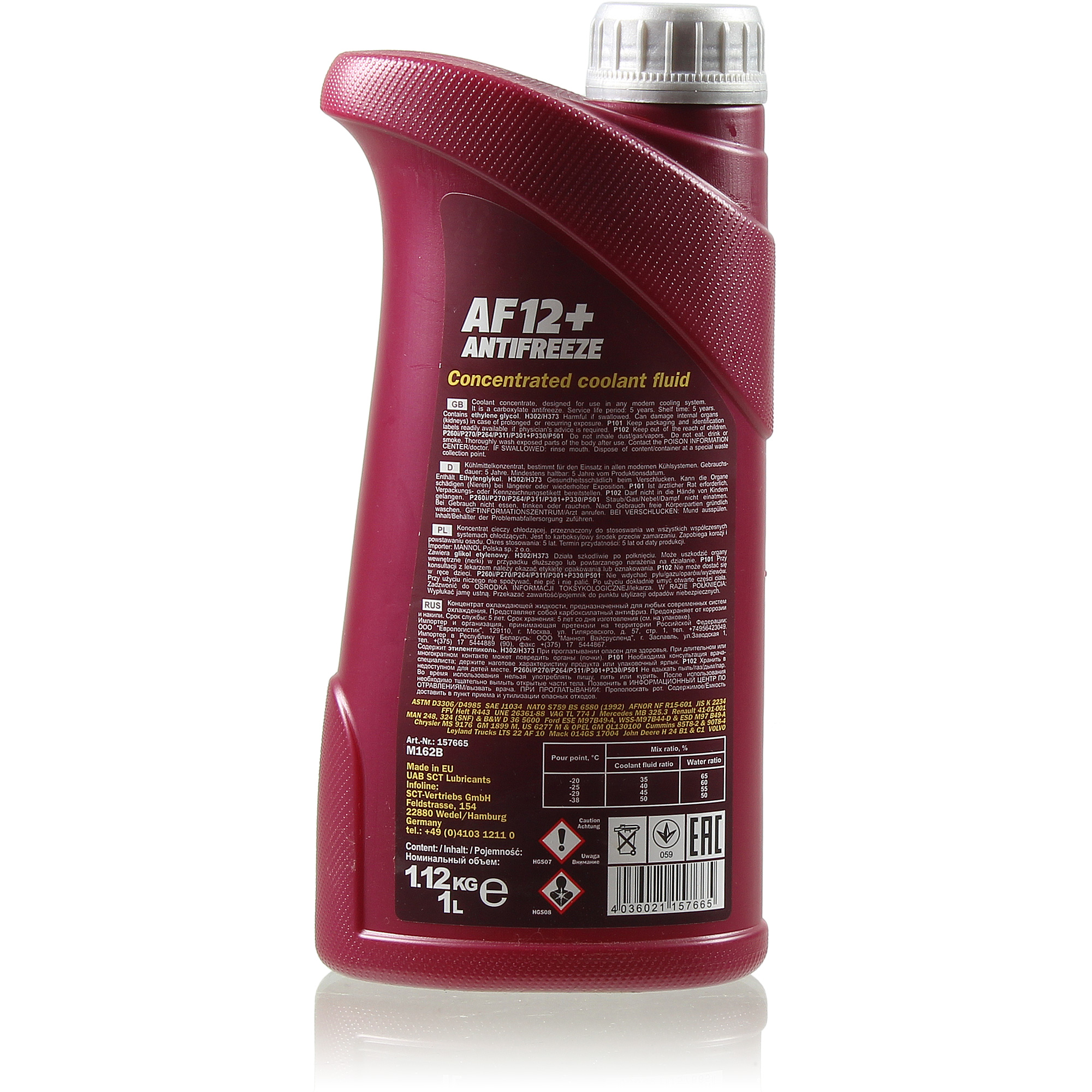 Kühlflussigkeit MANNOL Antifreeze AF12+ 1 L Special Frostschutz rot / violet