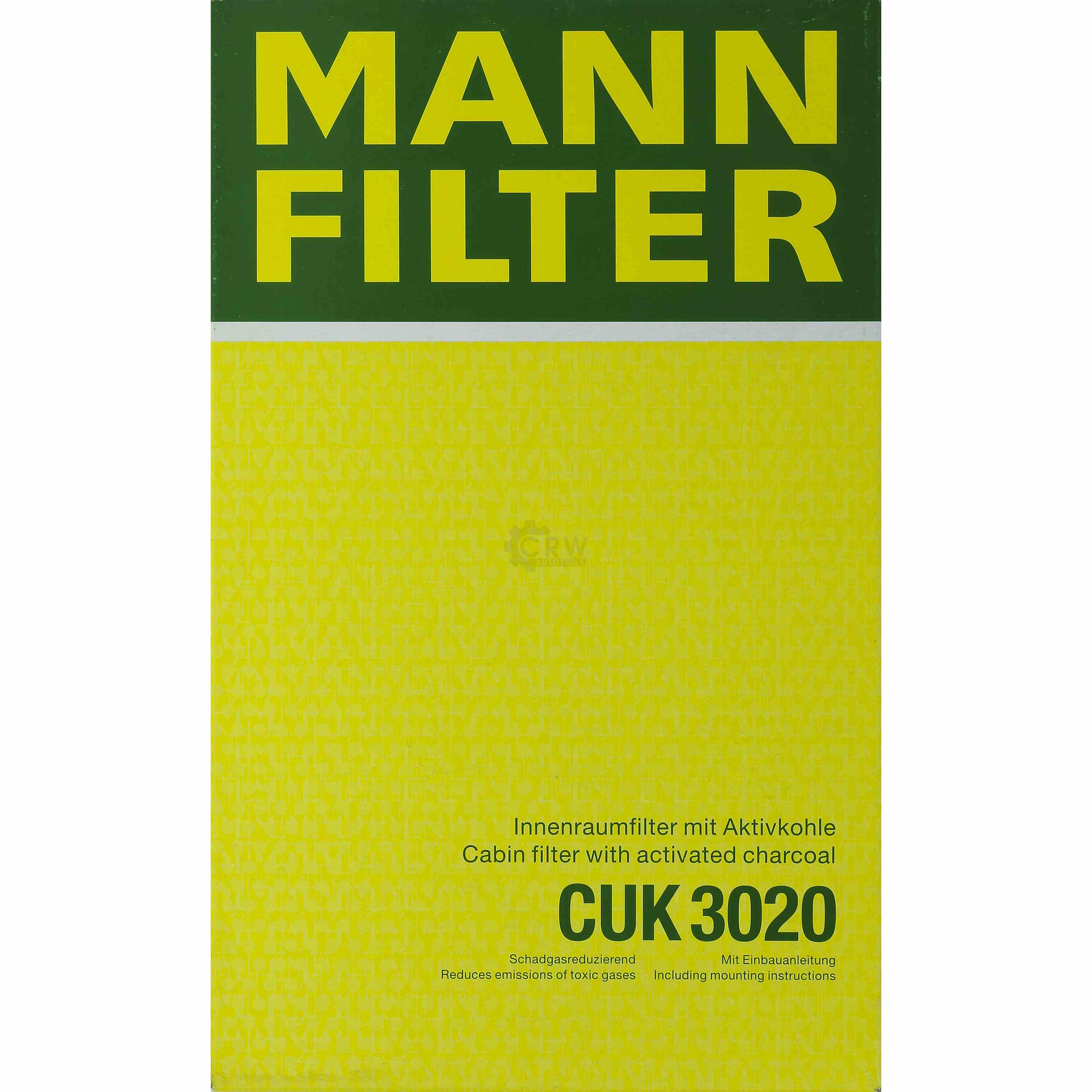 MANN-FILTER Innenraumfilter Pollenfilter Aktivkohle CUK 3020