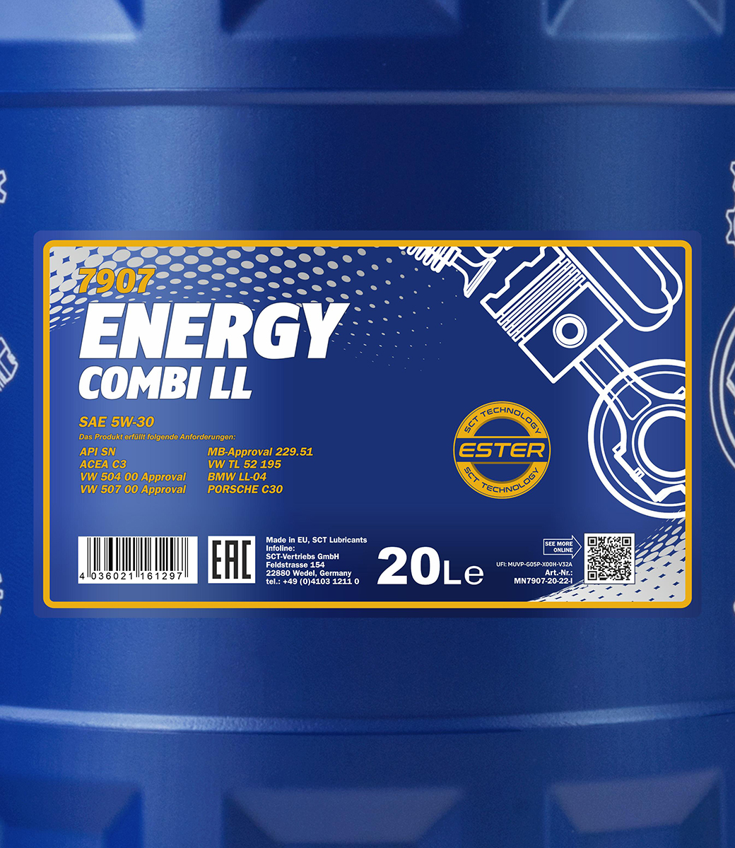  MANNOL 1x20 Liter Energy Combi LL 5W-30 API SN/CF Öl Motoröl
