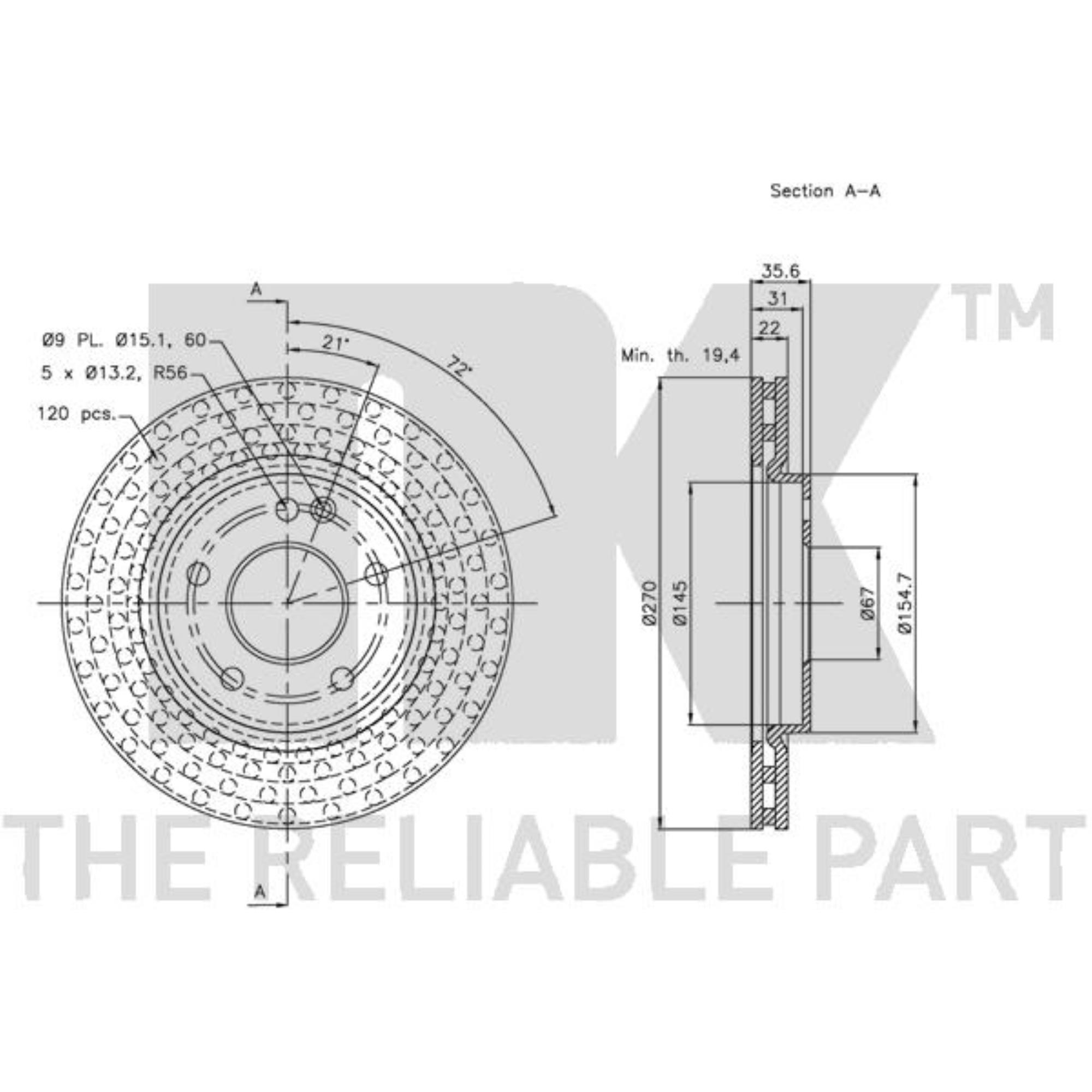 Bremsscheiben Vorderachse beschichtet Ø270 mm für Mercedes-Benz Vaneo 414