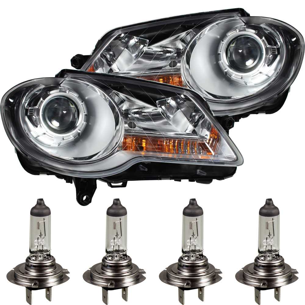Scheinwerfer Set für VW Touran GP 1T Bj. 09.06-10 chrom H7+H7 inkl. Lampen