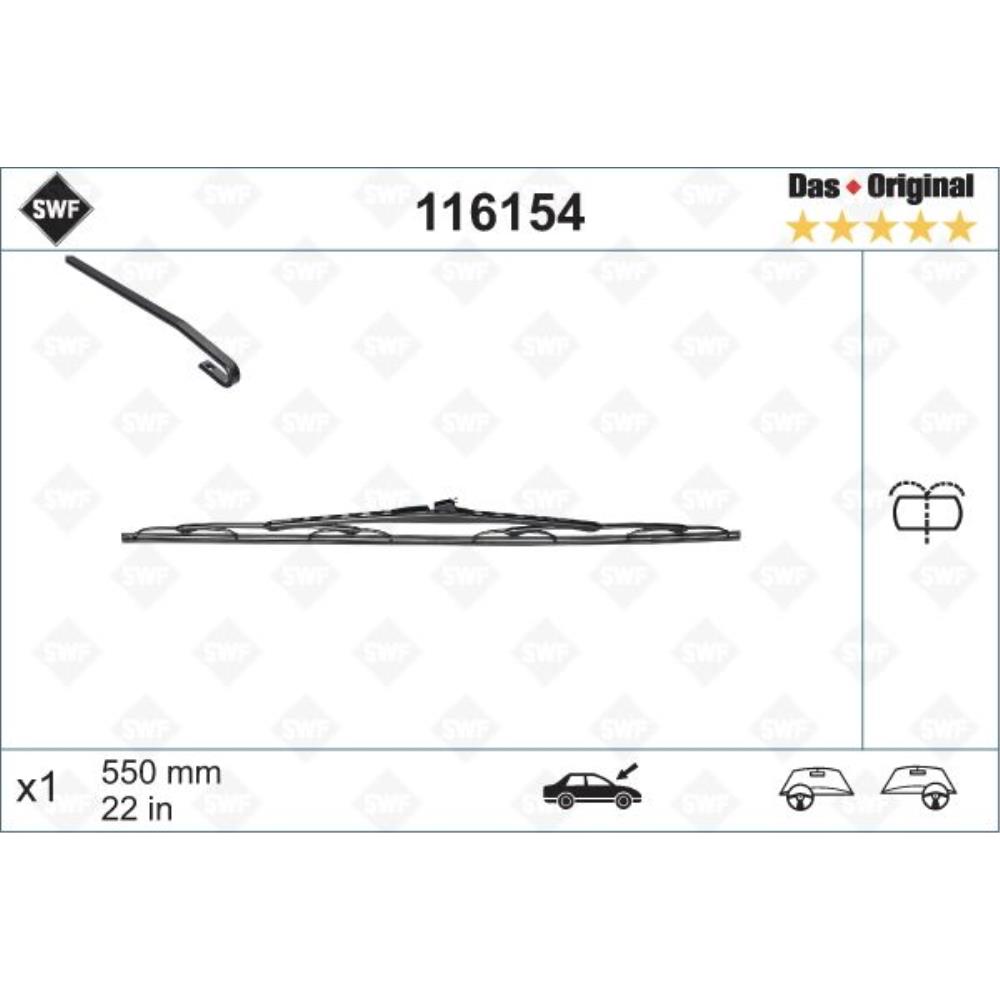 Wischblatt 116154 für Mercedes-Benz Vito Kasten 638 V-Klasse 638/2 Peugeot 405 II Break 4E 4B 15E