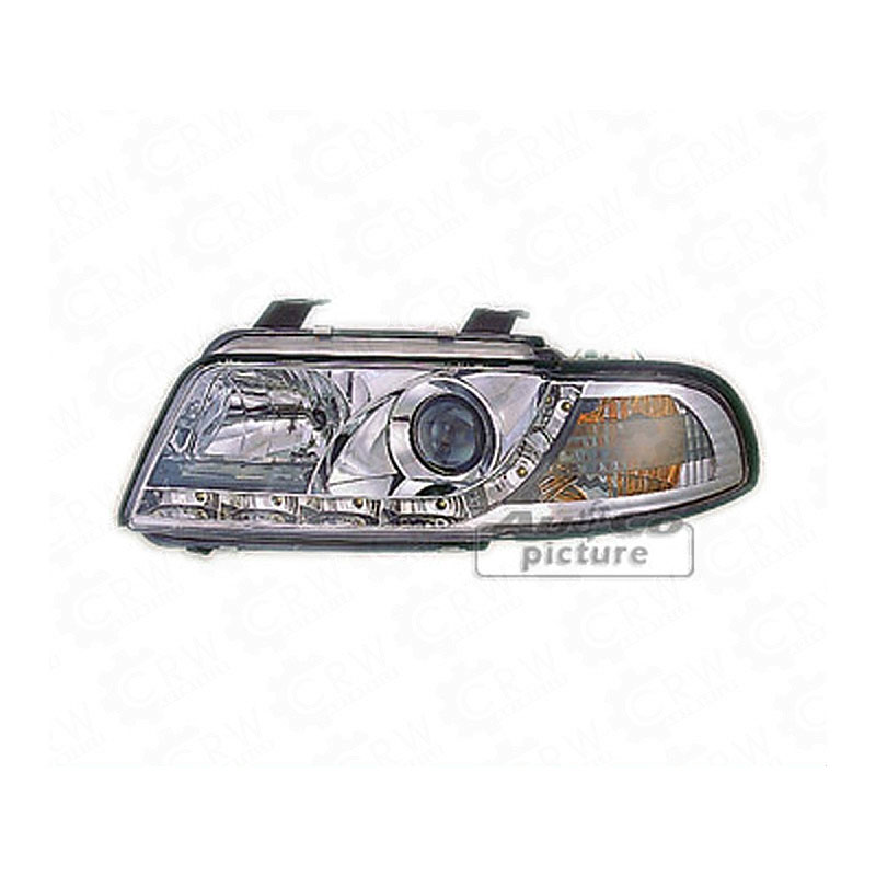  Scheinwerfer Set LED Tagfahrlicht Optik für Audi A4 B5 chrom