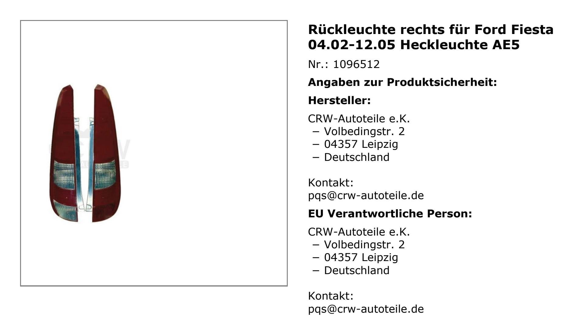 Heckleuchte rechts passend für Ford Fiesta V JH_ JD_ 1.25 16V 1.4