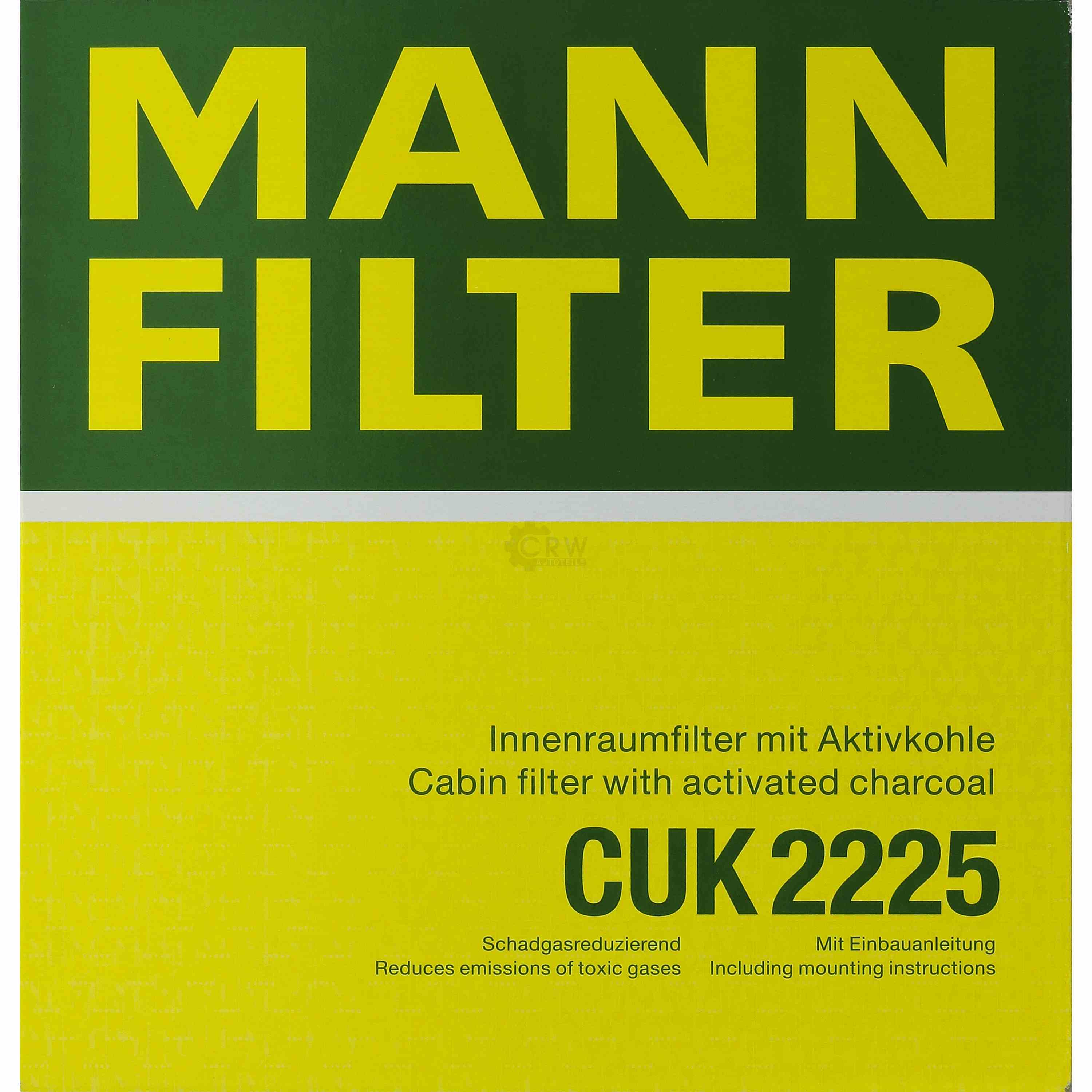 MANN-FILTER Innenraumfilter Pollenfilter Aktivkohle CUK 2225