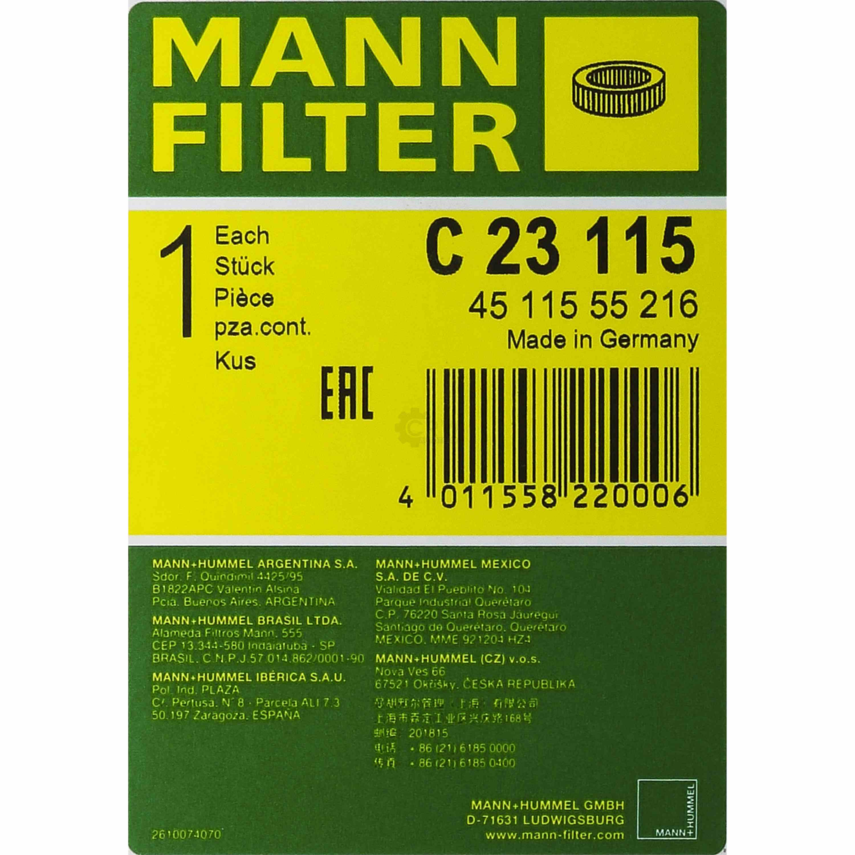 MANN-FILTER Luftfilter C 23 115