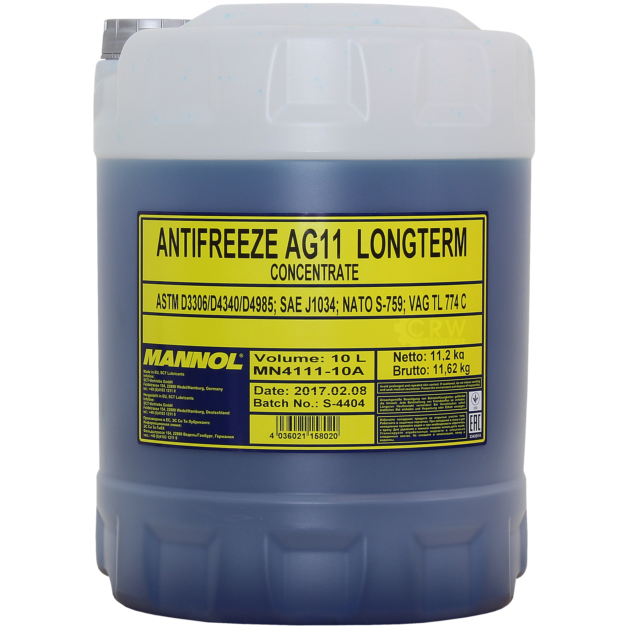 10 L  MANNOL Antifreeze AG11 Kühlflussigkeit Plastic Frostschutz blau