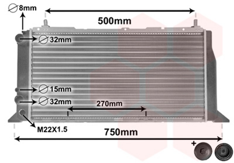 VAN WEZEL Wasserkühler mechanisch gefügt für Audi 80 89 89Q 8A B3 1.6 1.8