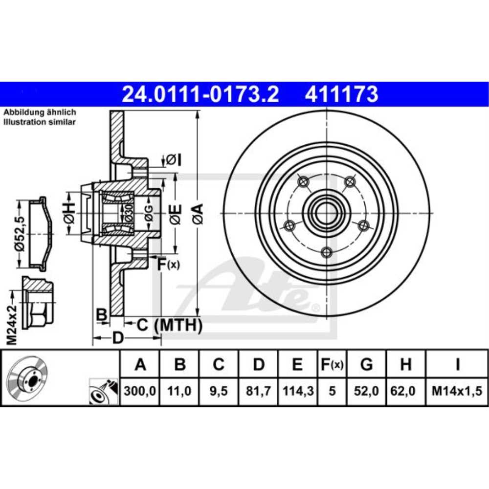 ATE Satz Bremsen Bremsscheiben + Bremsbeläge hinten für Renault Laguna III