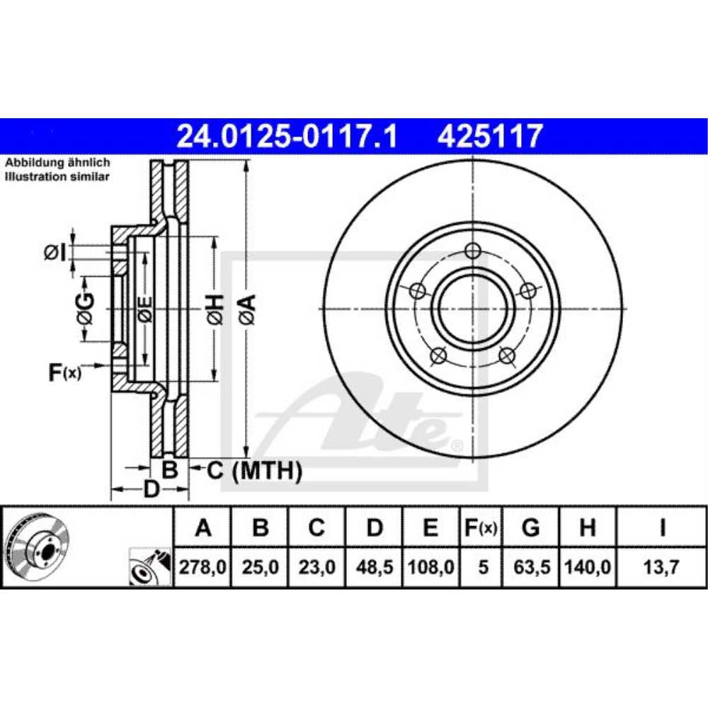 ATE Satz Bremsen Bremsscheiben + Bremsbeläge vorne für Ford Focus II Volvo V50