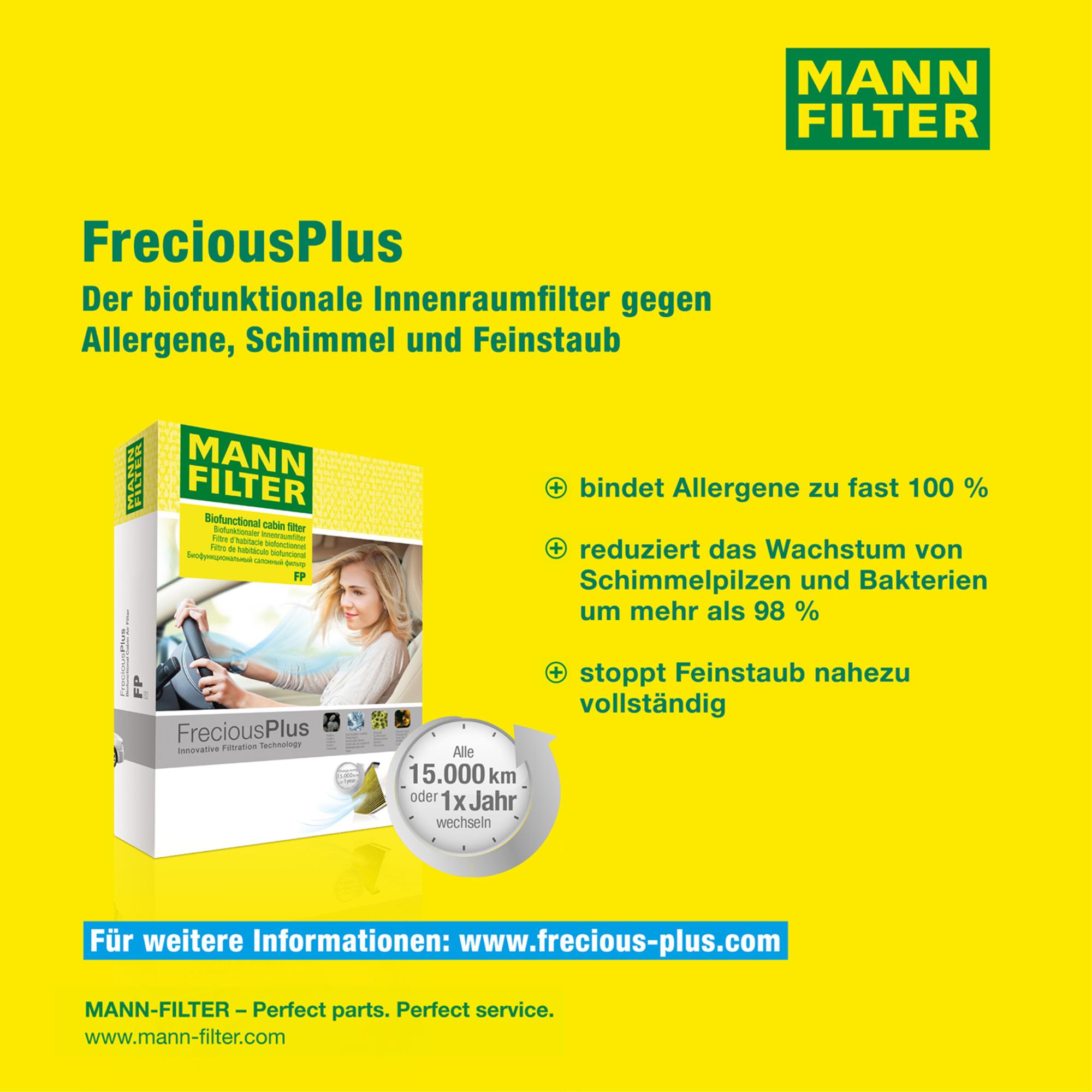 MANN-Filter Innenraumfilter Biofunctional für Allergiker FP 26 009