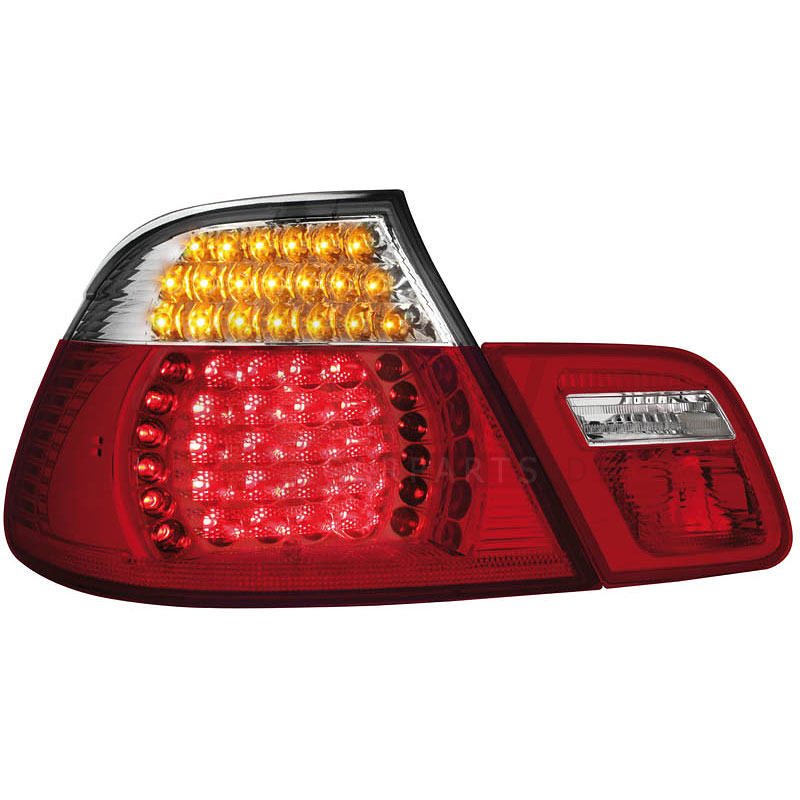 LED 2 x Rückleuchten für BMW E46 Cabrio 00-05 red/crystal / Klarglas 4teil V6R