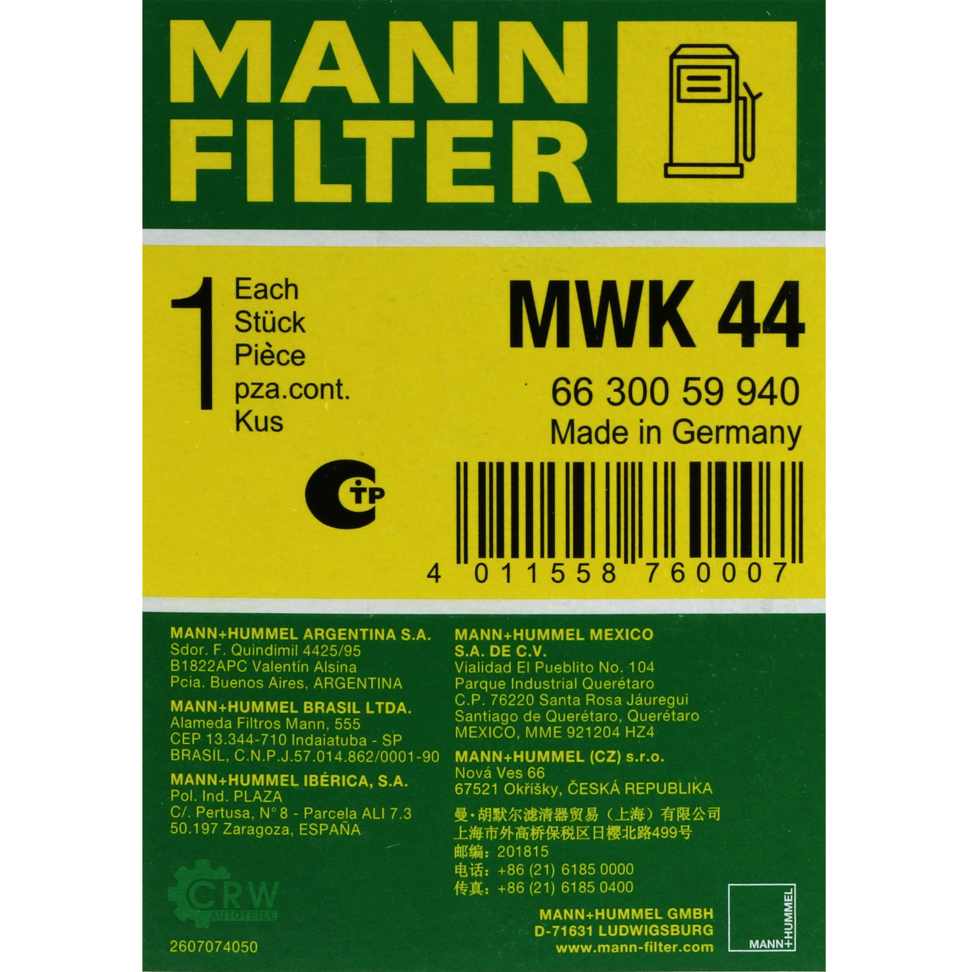 MANN-FILTER Ölfilter MWK 44 Oil Filter