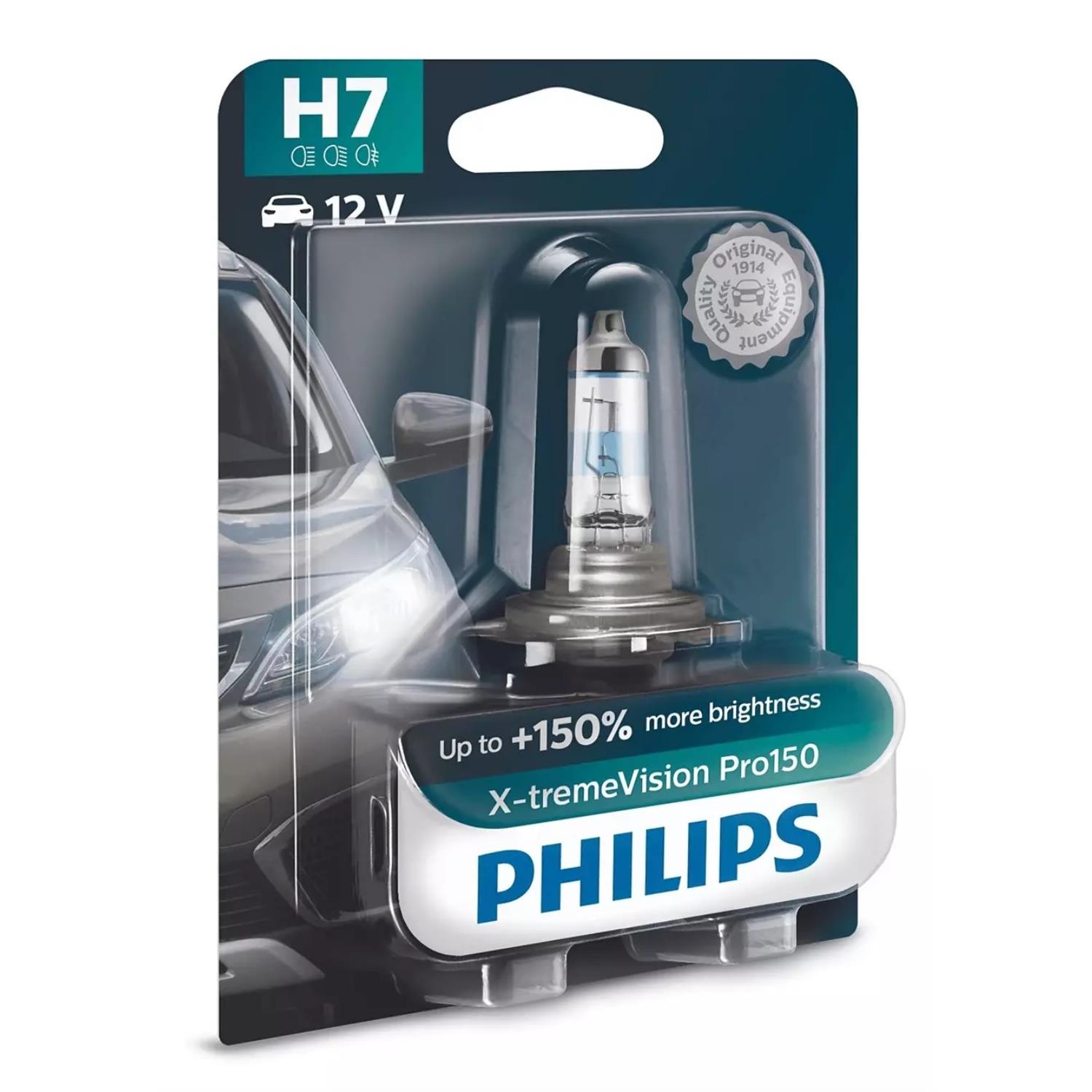 1 x Philips X-tremeVision Pro150 H7 Halogen Glühlampe