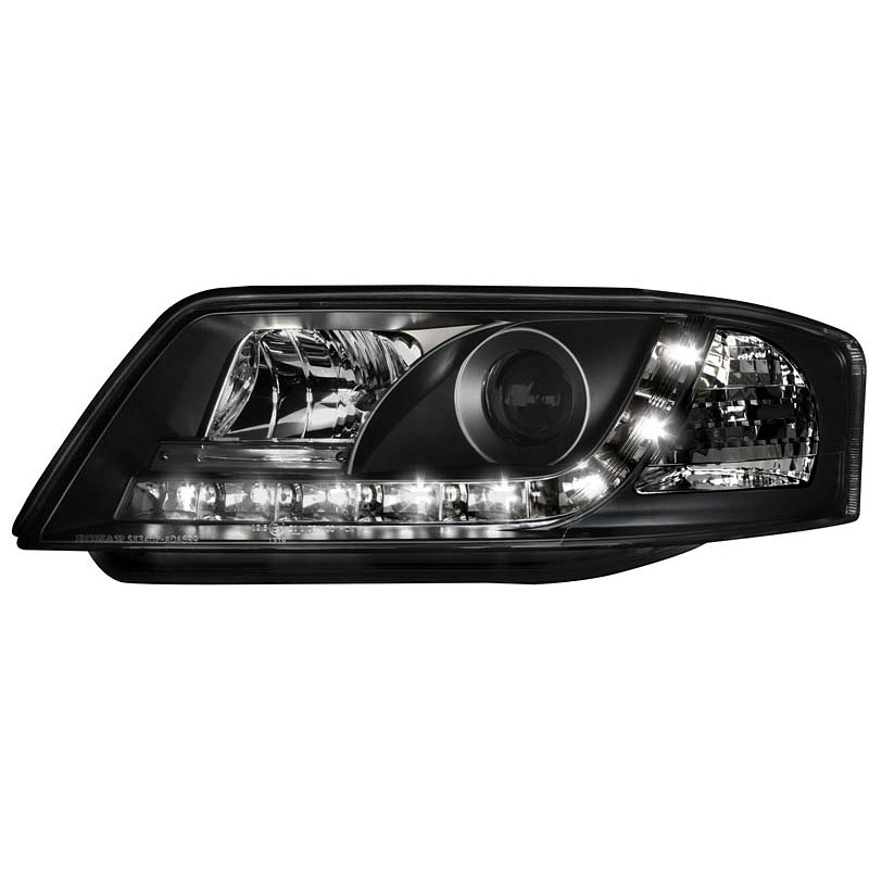 2 x Scheinwerfer für Audi A6 4B 97-01 LED Tagfahrlicht Optik black / schwarz
