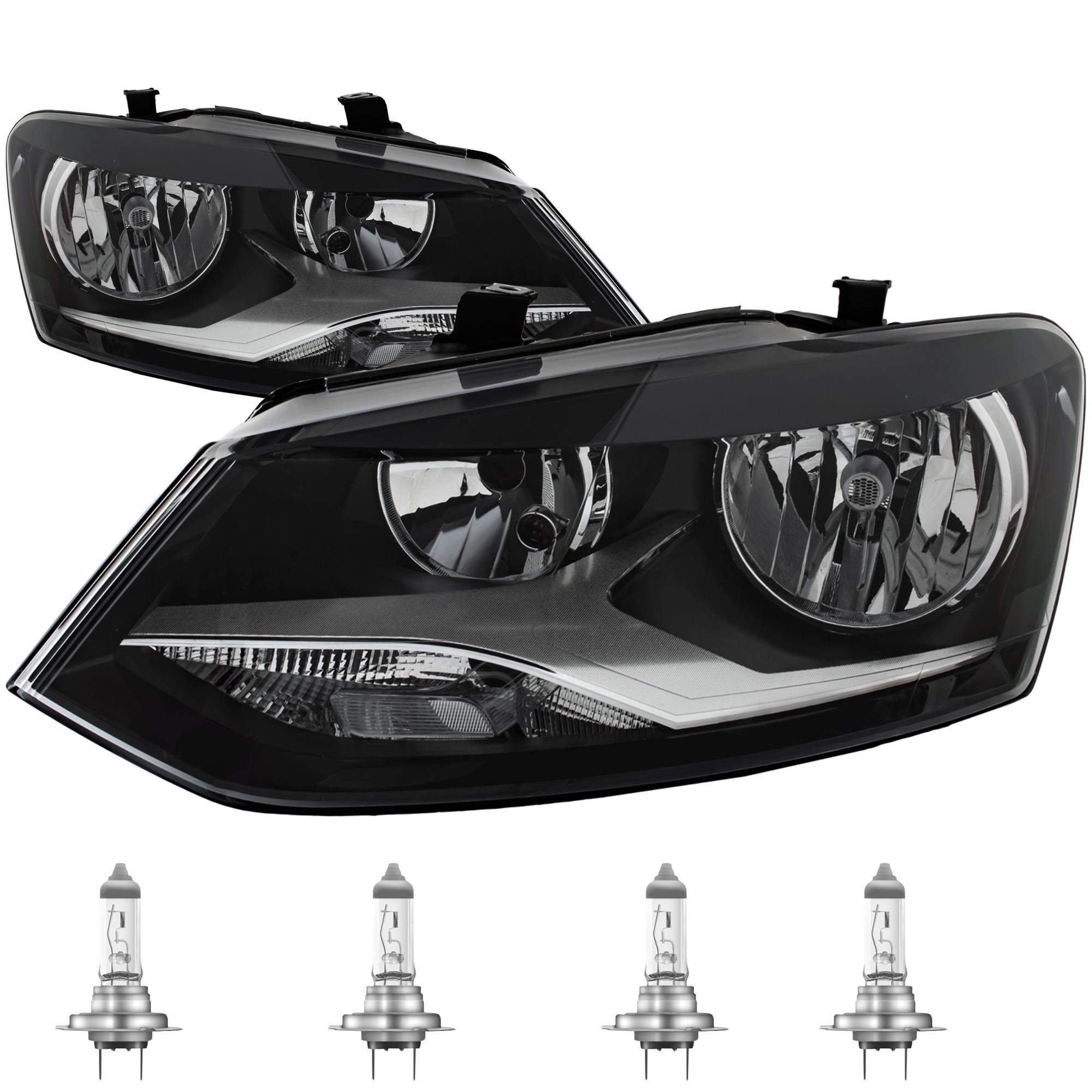 Halogen Scheinwerfer Set für VW Polo 6R_ 06.H7/H7 mit Motor inkl. Lampen 1361011