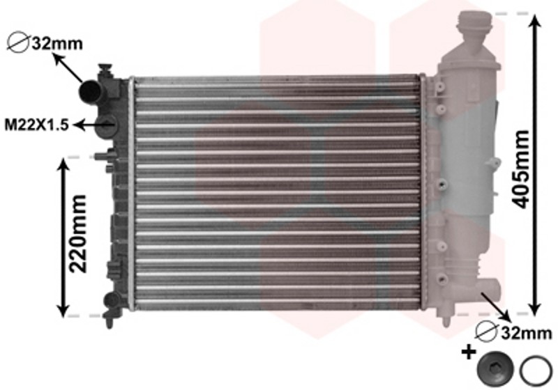 VAN WEZEL Wasserkühler mechanisch gefügt für Peugeot 106 II 1A_ 1C_ 1.1i
