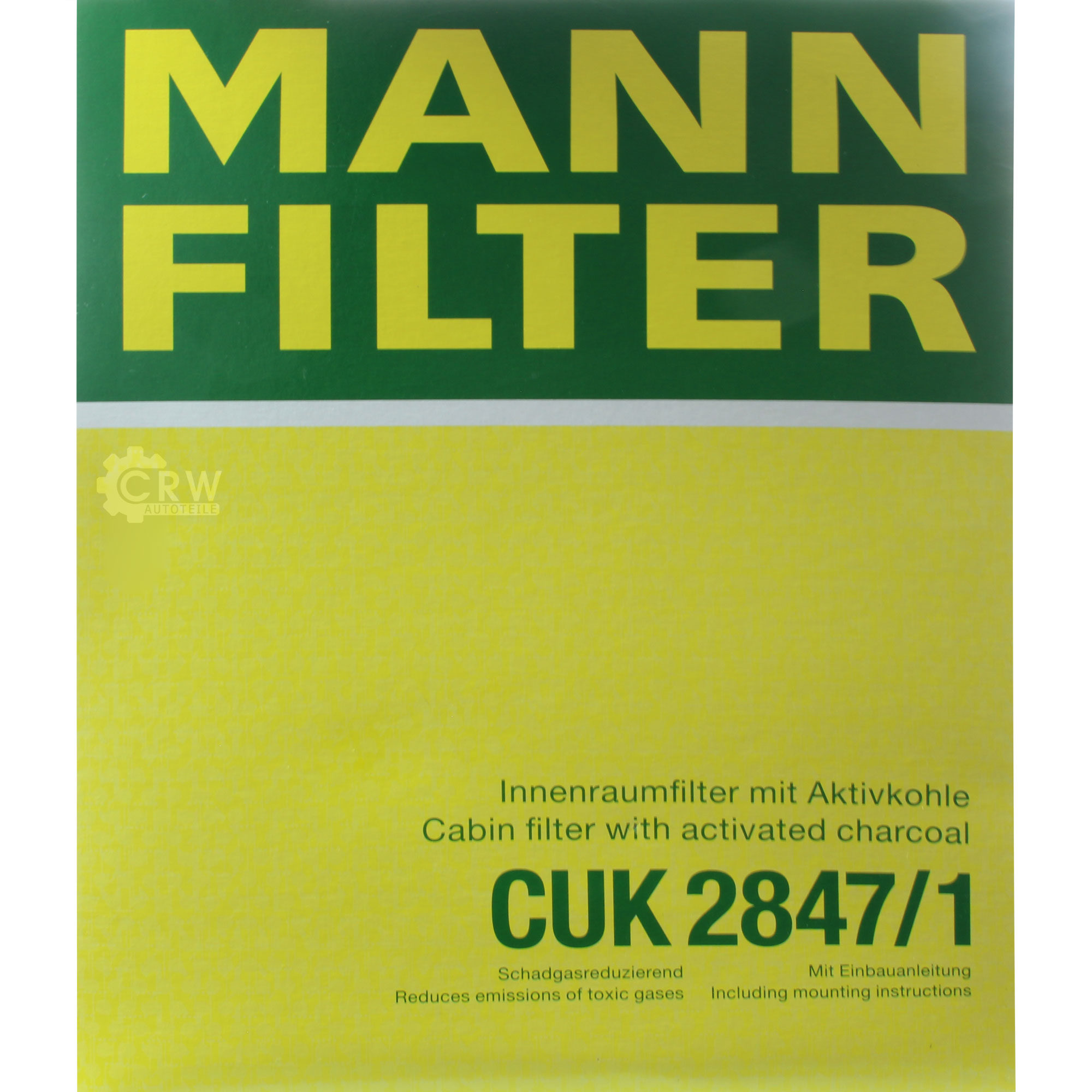 MANN-FILTER Innenraumfilter Pollenfilter Aktivkohle CUK 2847/1