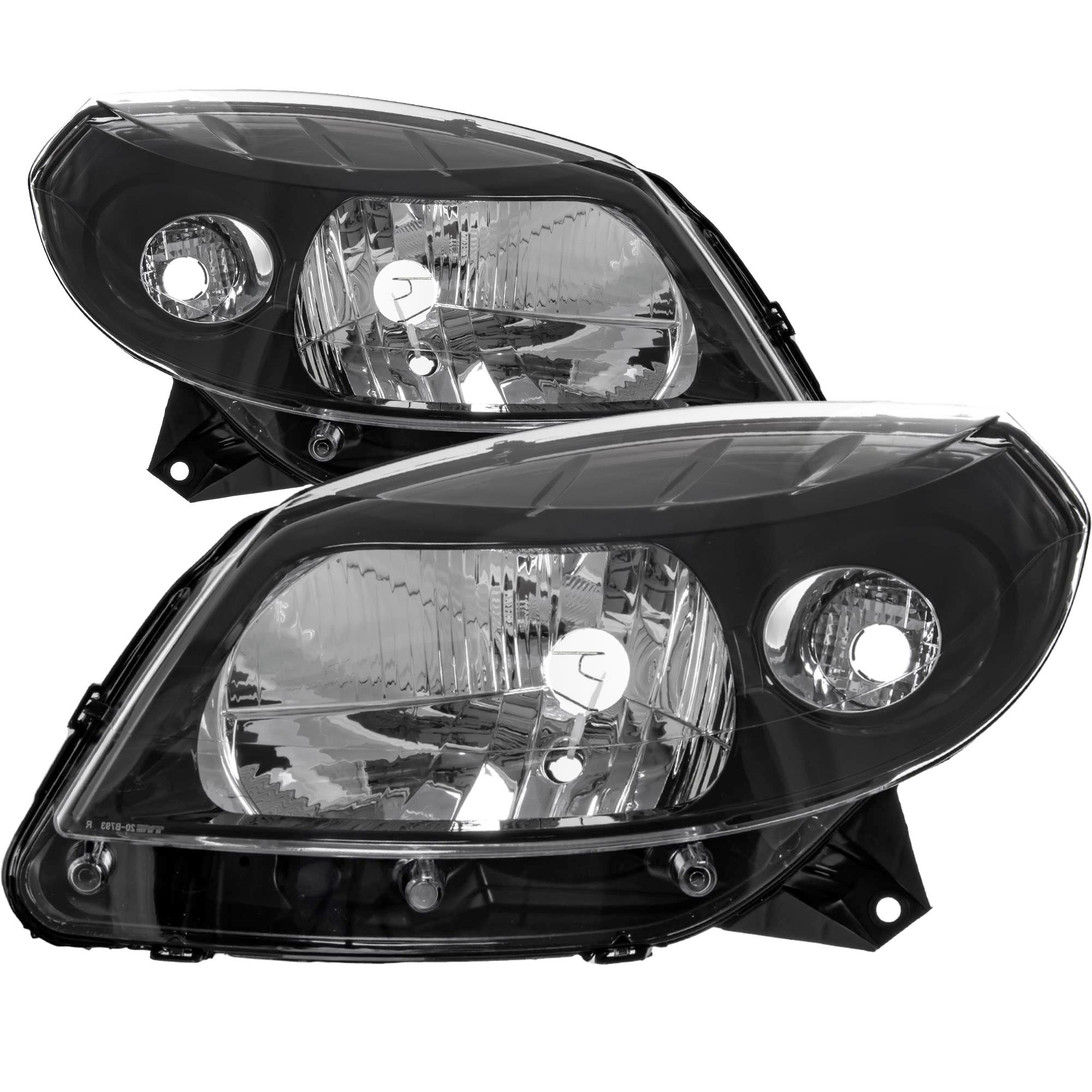 Halogen Scheinwerfer Set links & rechts H4 schwarz für Dacia Sandero