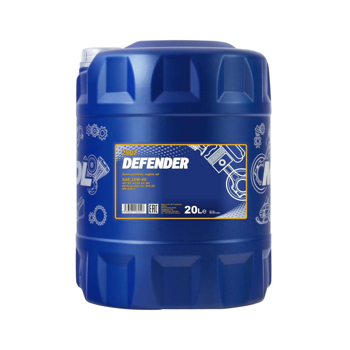 MANNOL 1x20 Liter Defender 10W-40 API SN Öl Motoröl MN7507-20