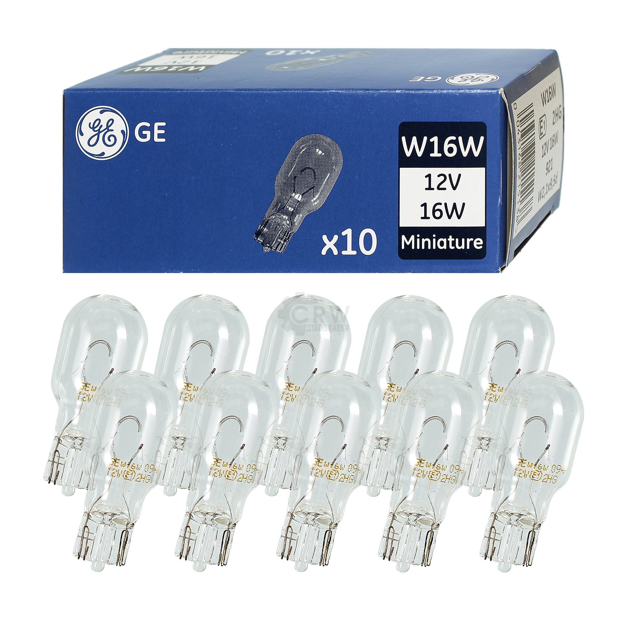 General Electric (GE) Miniature W16W 12V 16W W2,1x9,5d 10 Stück