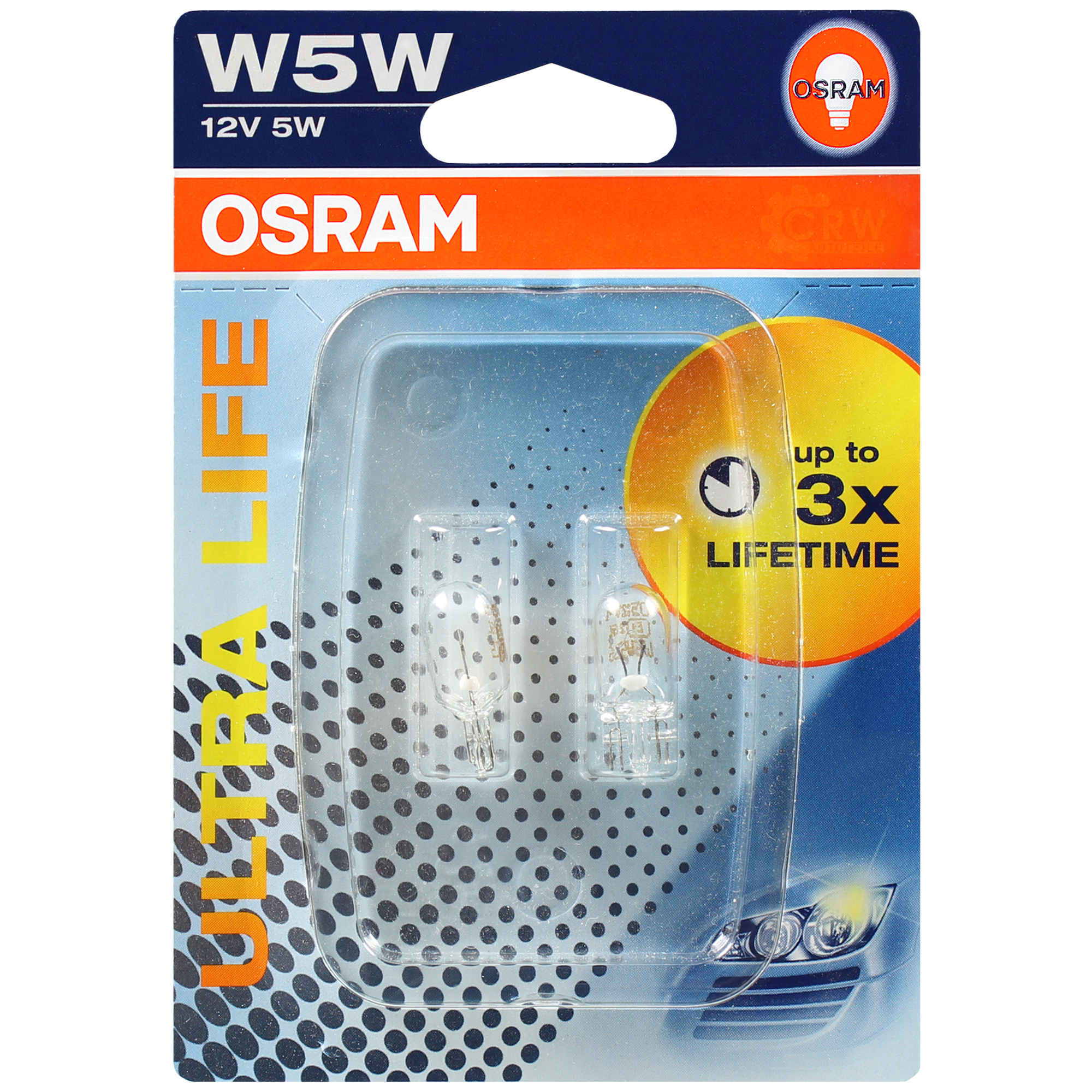 OSRAM W5W 12V 5W Halogen Ultra LIFE Blister Set 2 Stück Lampe Birne 2825ULT-02B