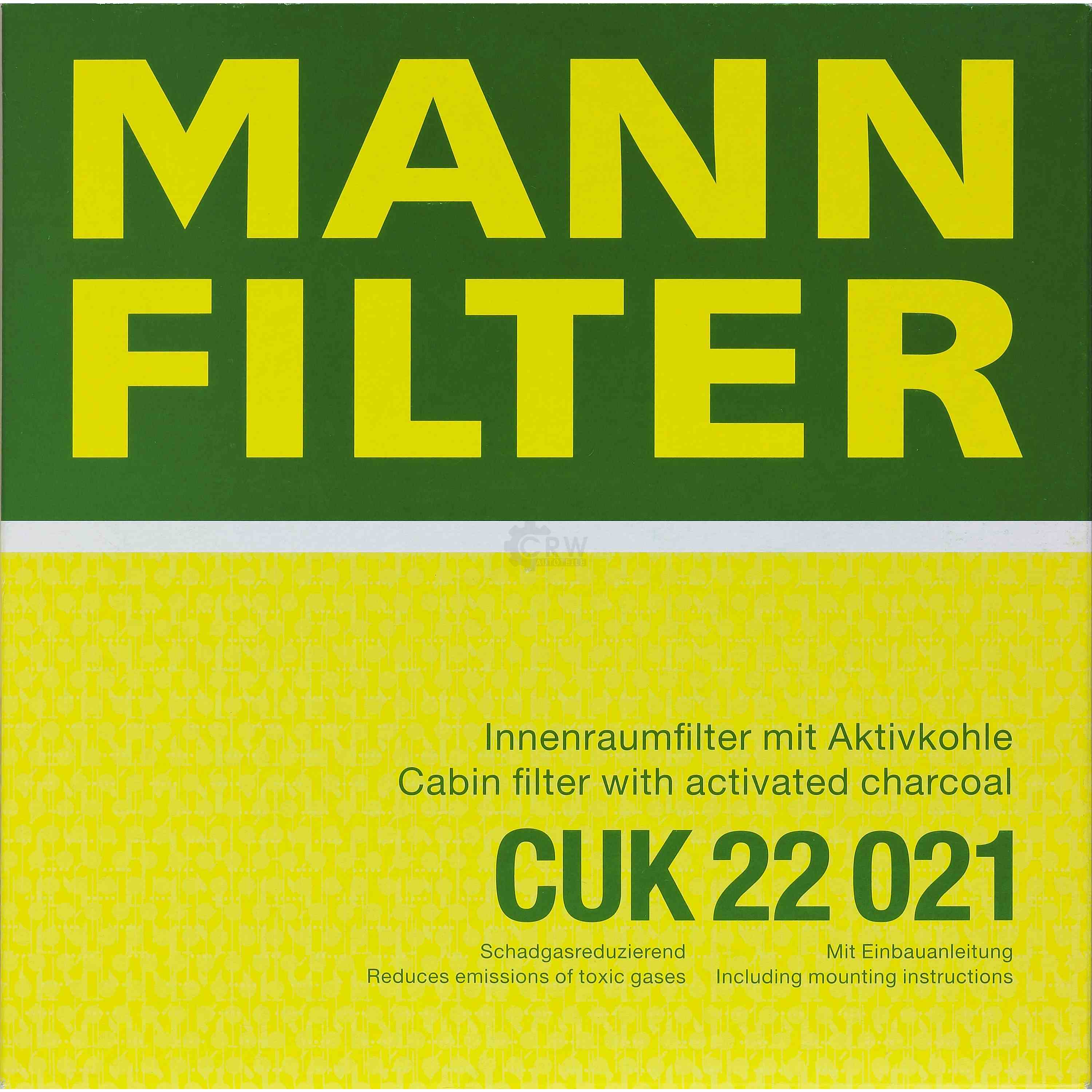 MANN-FILTER Innenraumfilter Pollenfilter Aktivkohle CUK 22 021