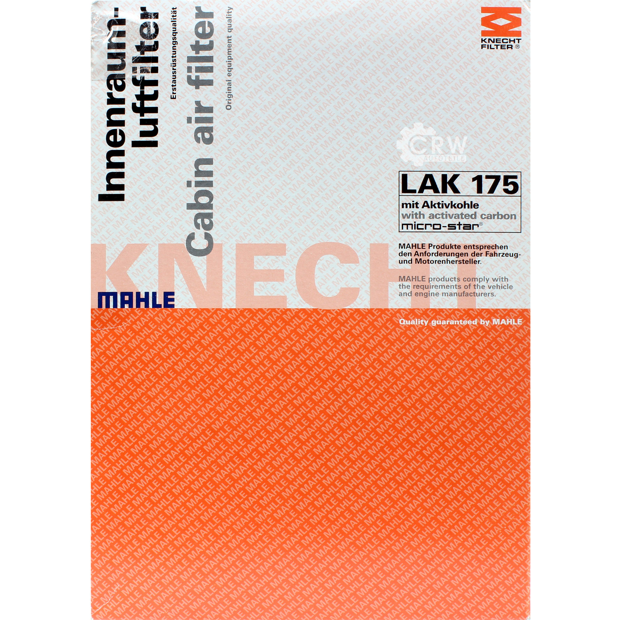 MAHLE / KNECHT Innenraumfilter Innenraumluft Pollenfilter LAK 175