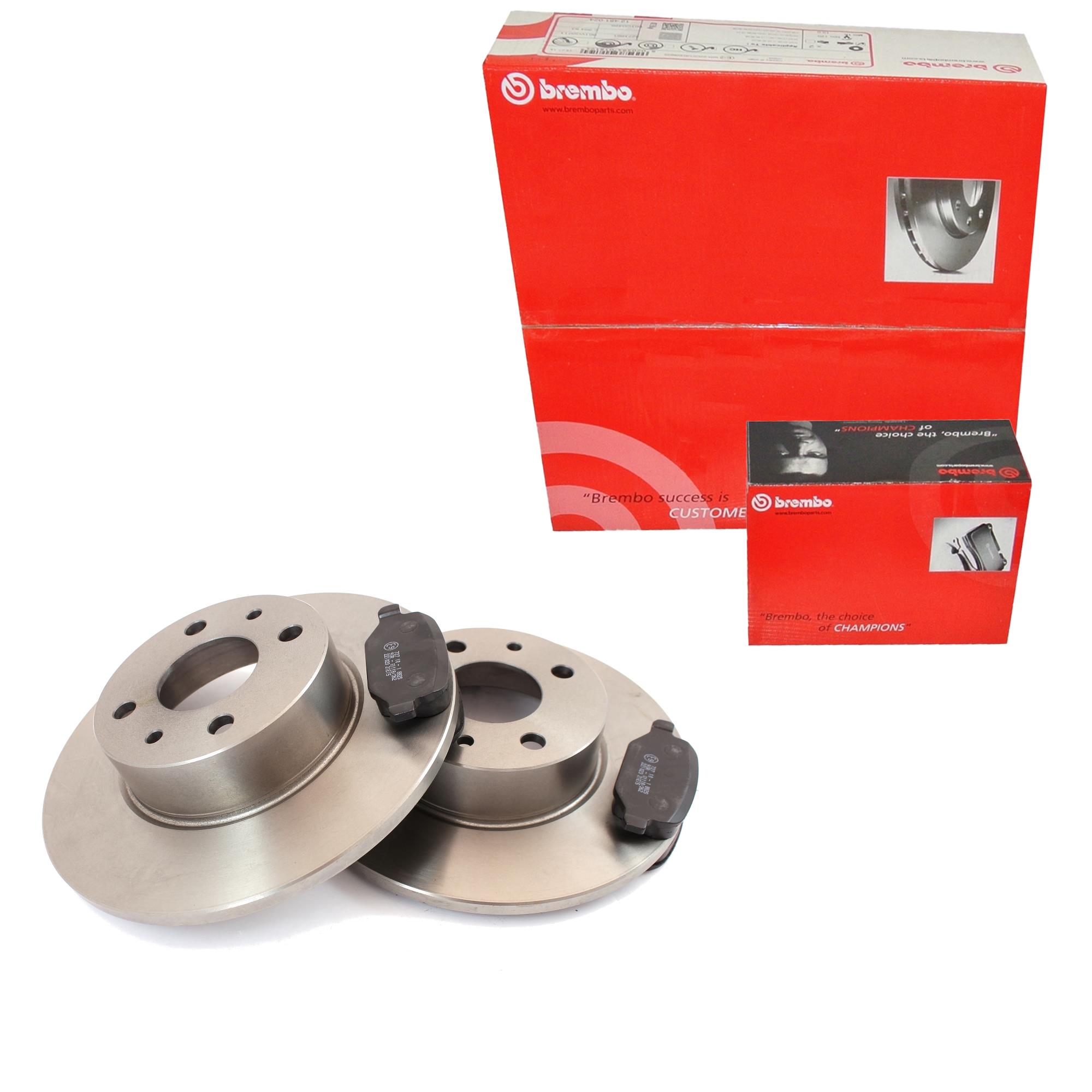 BREMBO Set Bremsscheiben Voll hinten + Bremsbeläge für VW Golf IV Cabriolet Seat