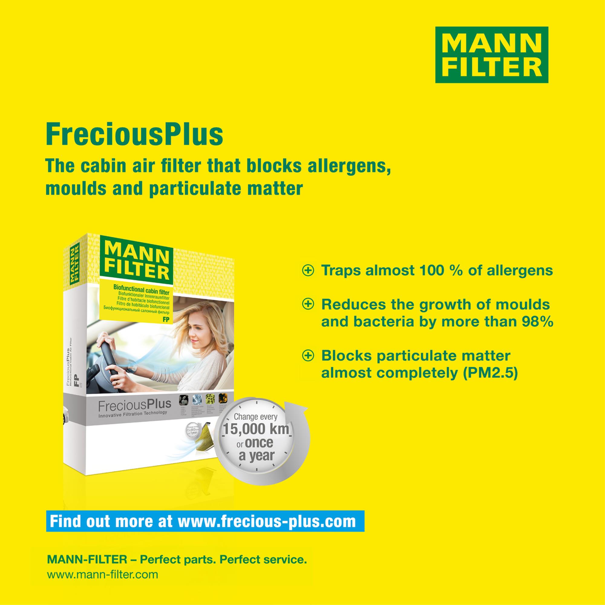 MANN-Filter Innenraumfilter Biofunctional für Allergiker FP 2882
