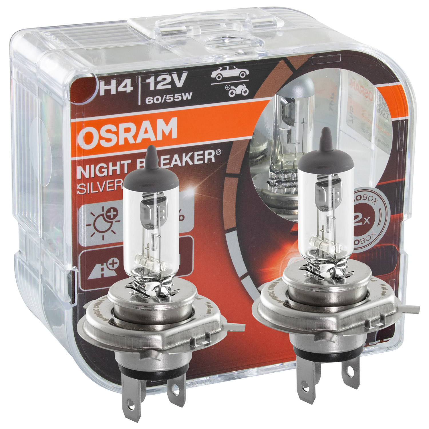 OSRAM H4 DuoBox NIGHT BREAKER® SILVER 12V60/55W P43t 64193NBS-HCB