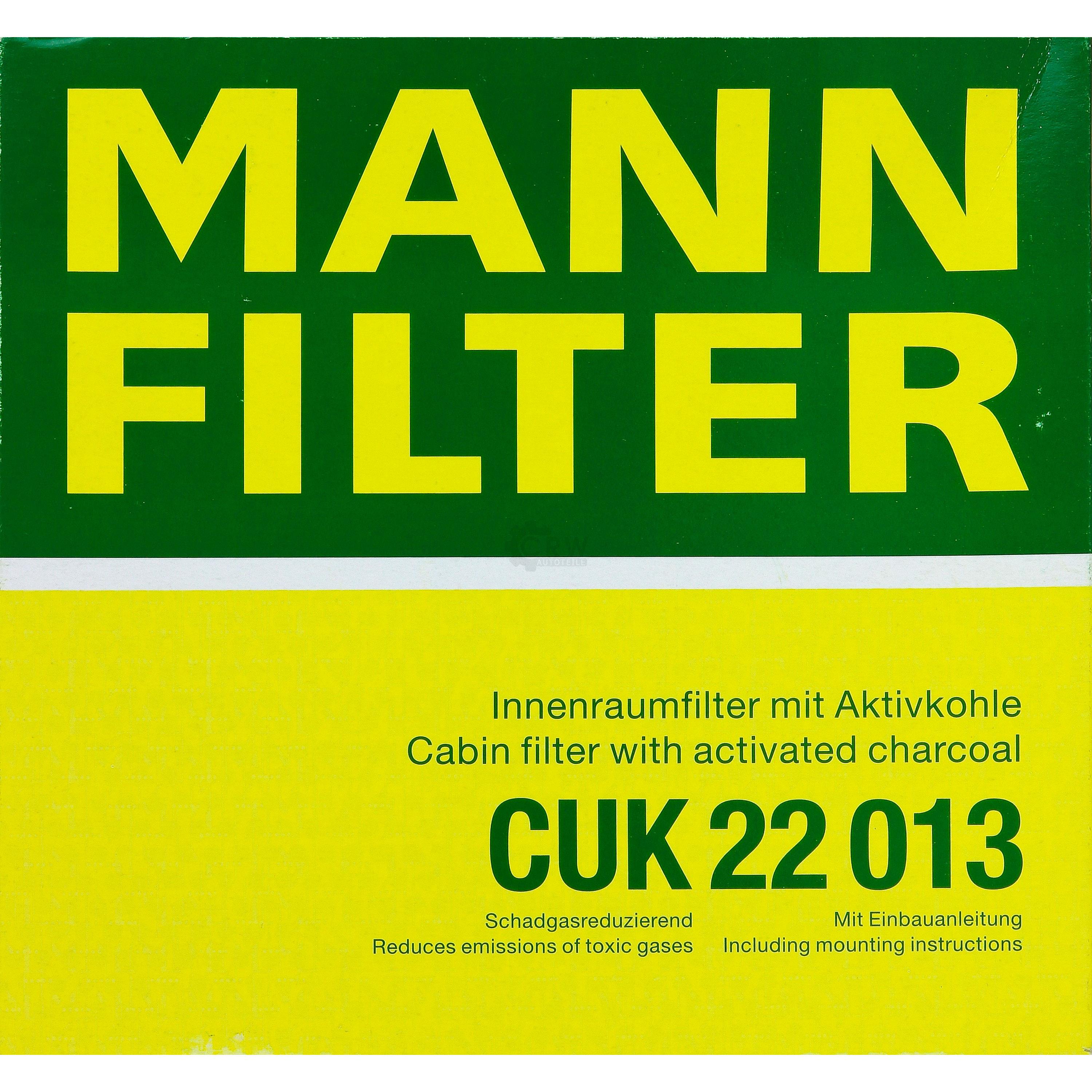 MANN-FILTER Innenraumfilter Pollenfilter Aktivkohle CUK 22 013