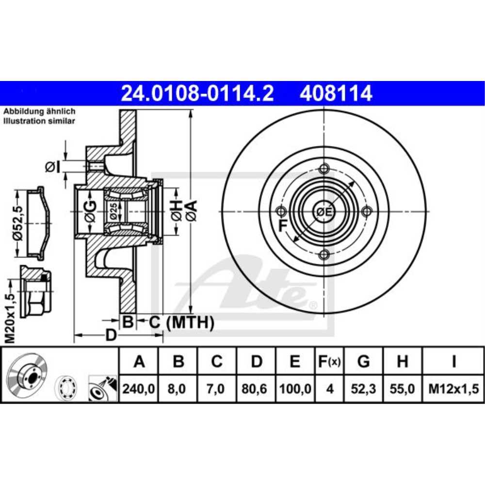 ATE Satz Bremsen Bremsscheiben + Bremsbeläge hinten für Renault Clio III BR0/1